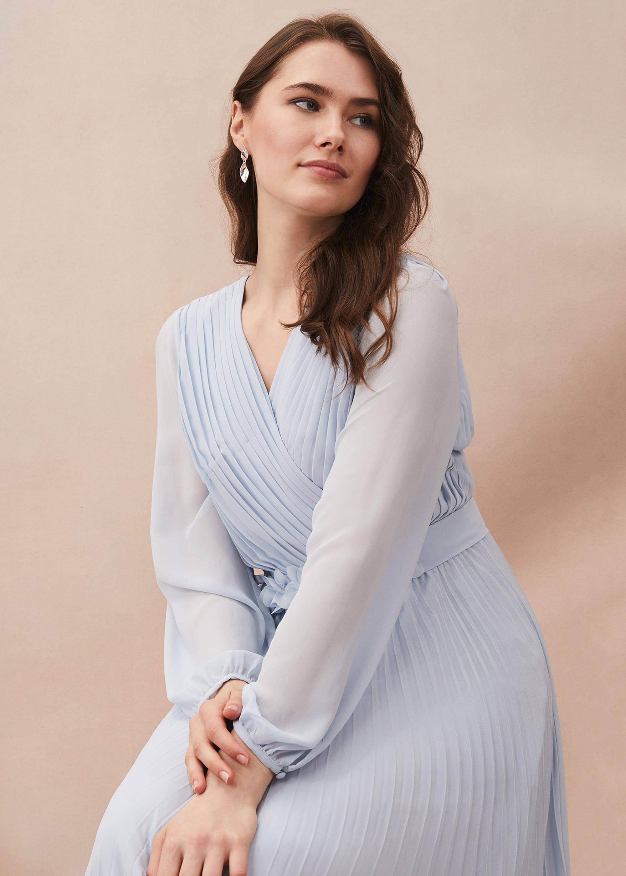 Alecia Pleated Chiffon Maxi Dress
