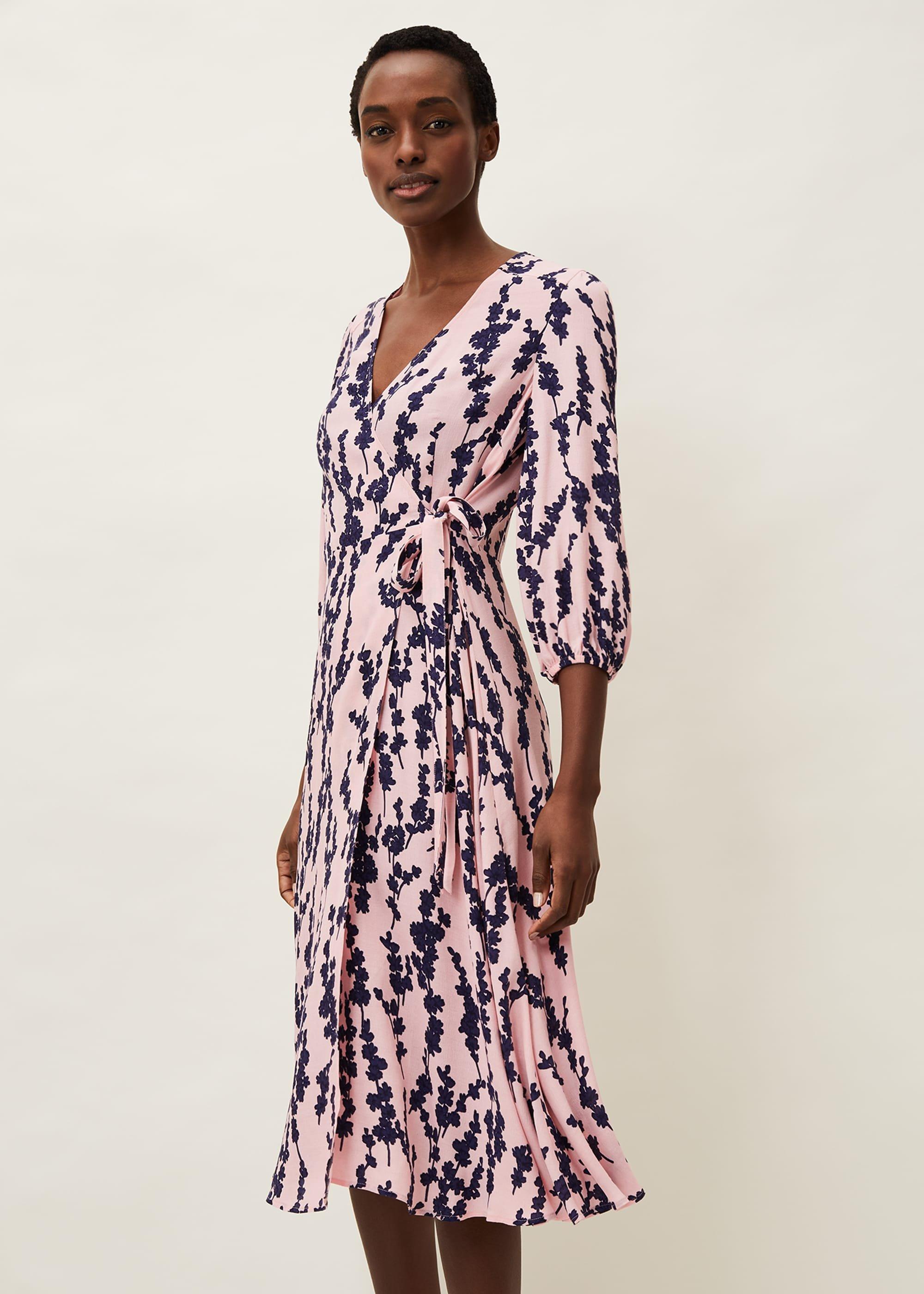 Jean Floral Midi Wrap Dress