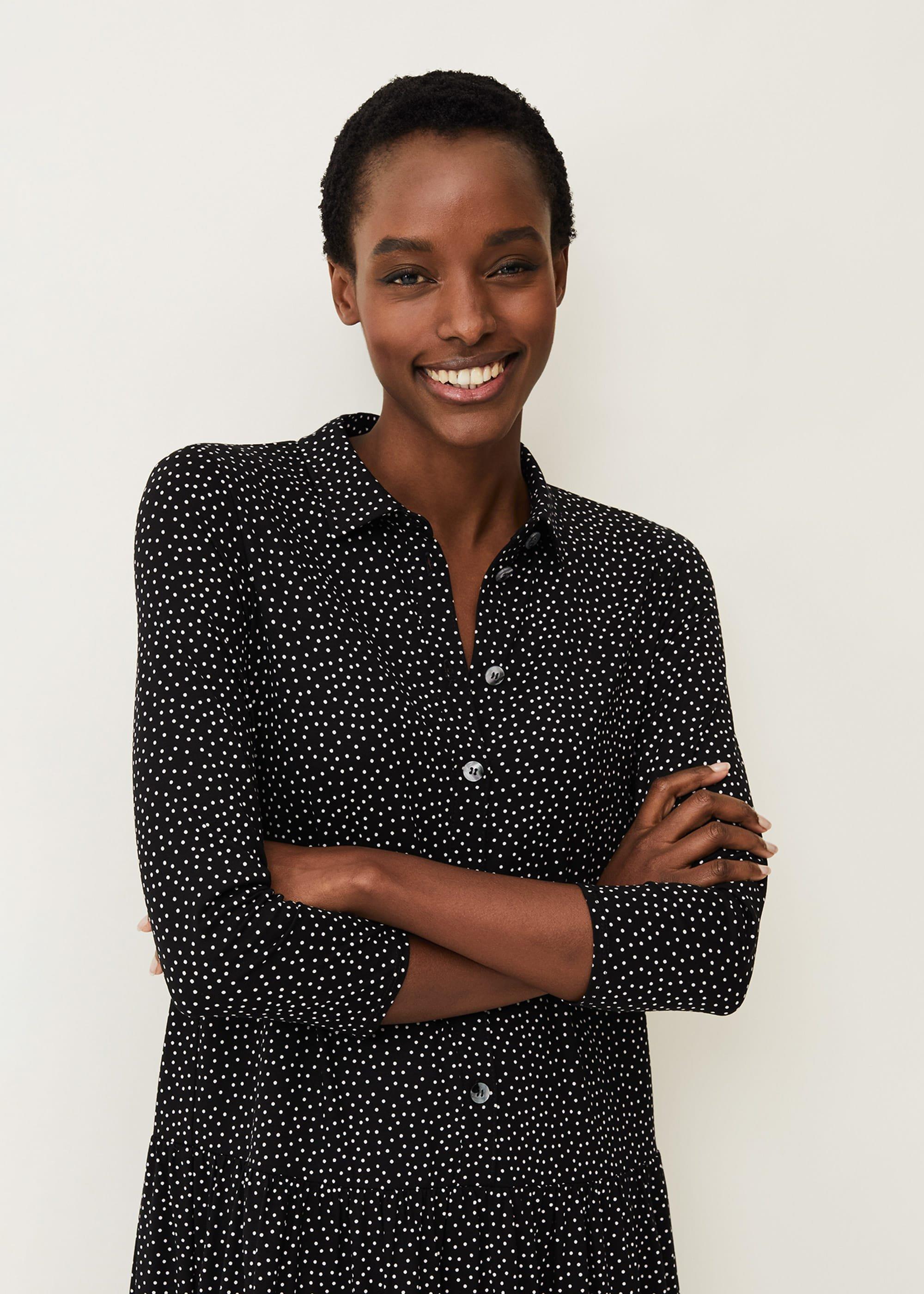 Mina Spot Print Shirt Dress
