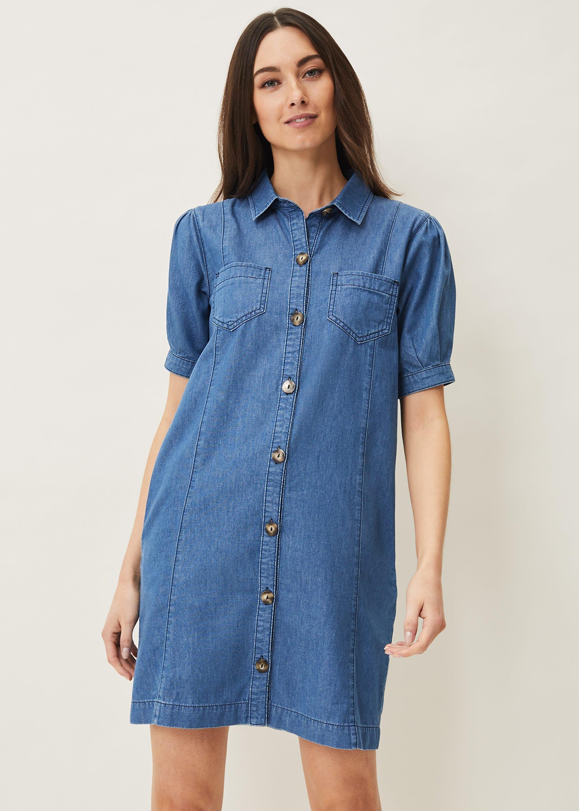 Kiah Puff Sleeve Denim Dress