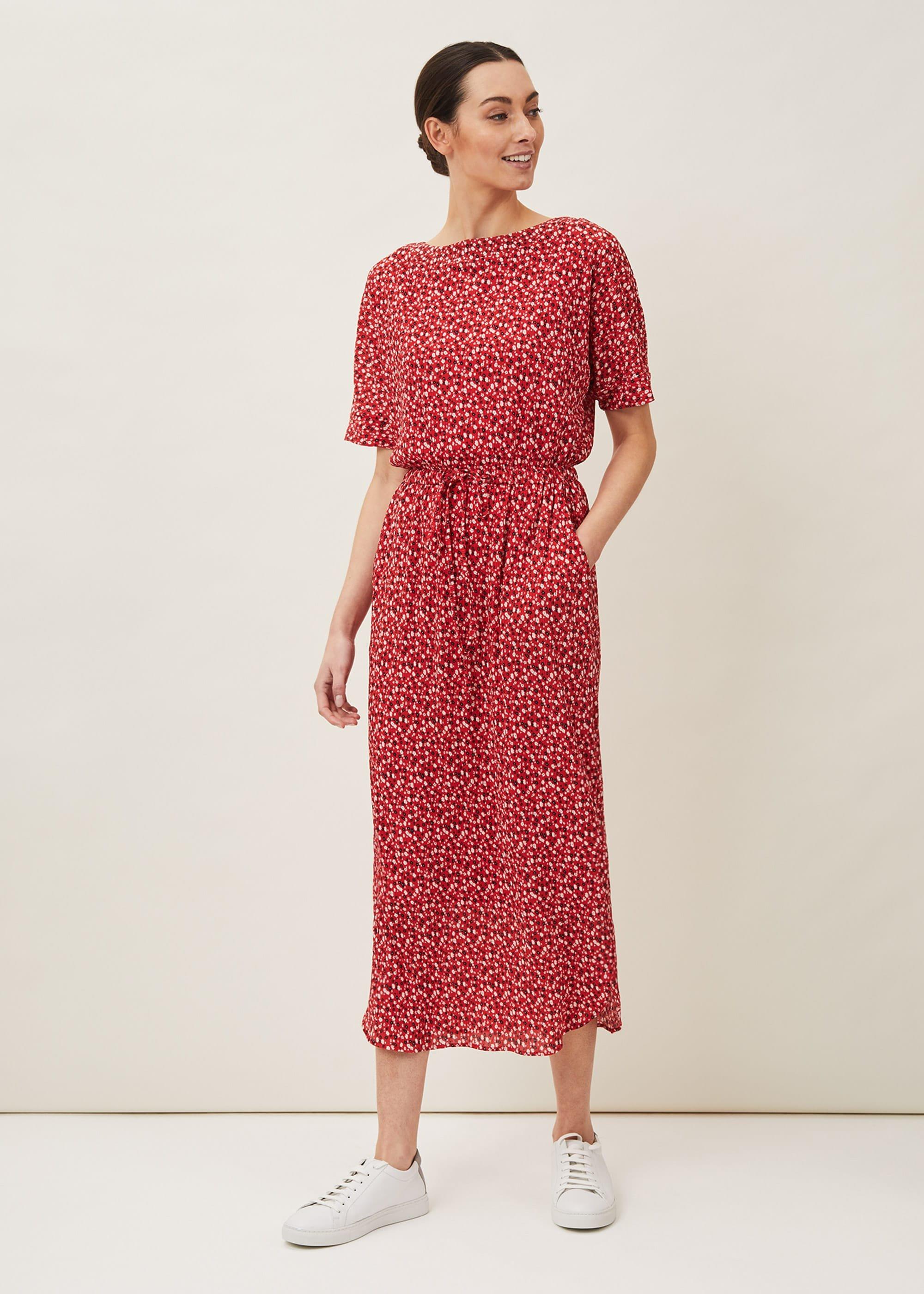 Madisson Ditsy Print Plisse Dress