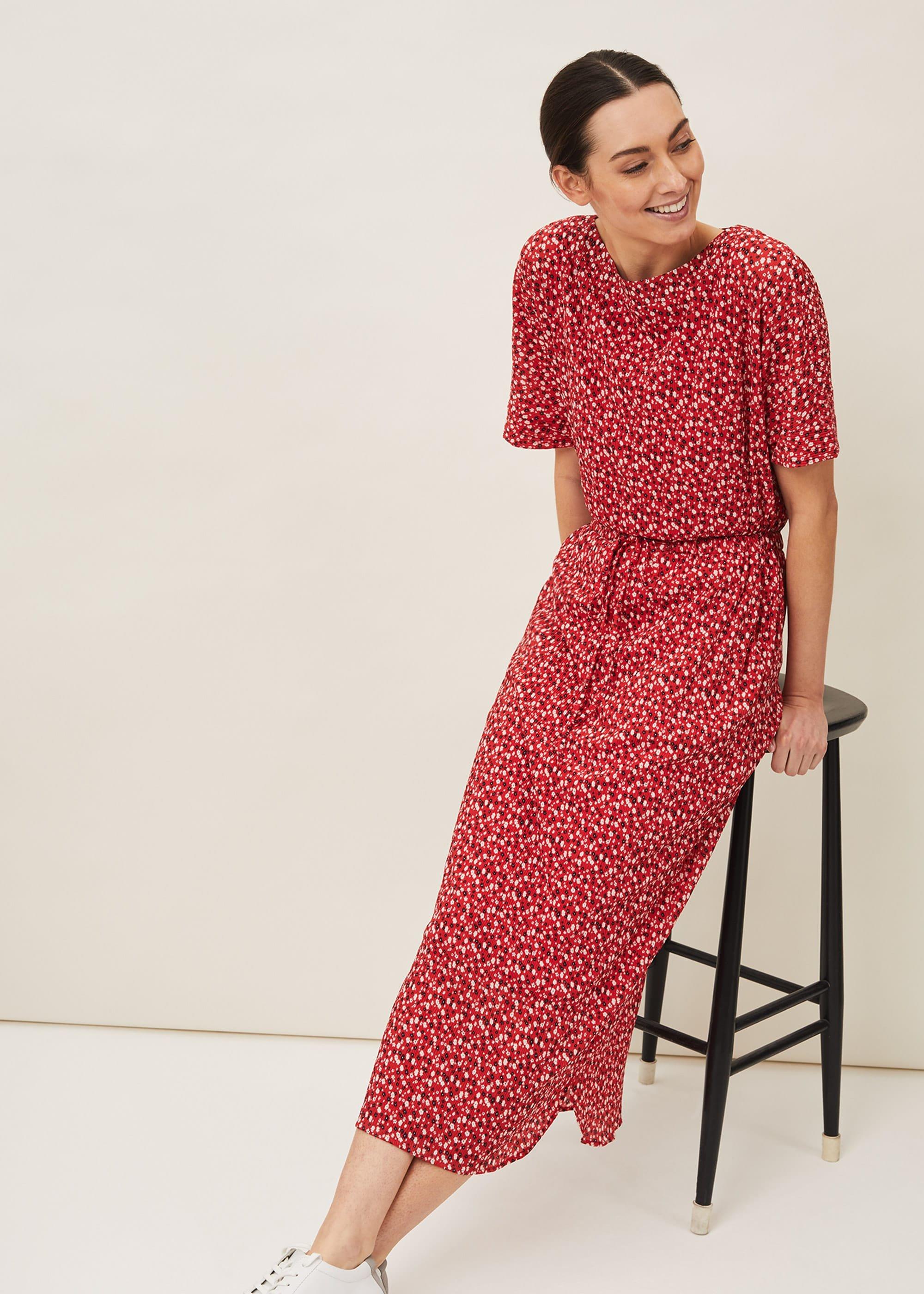 Madisson Ditsy Print Plisse Dress