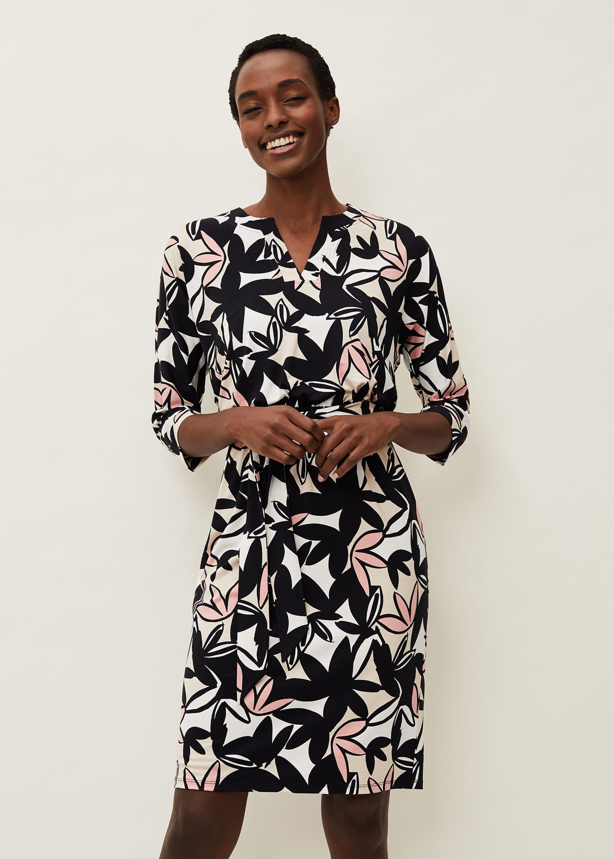 Gwin Leaf Print Dress