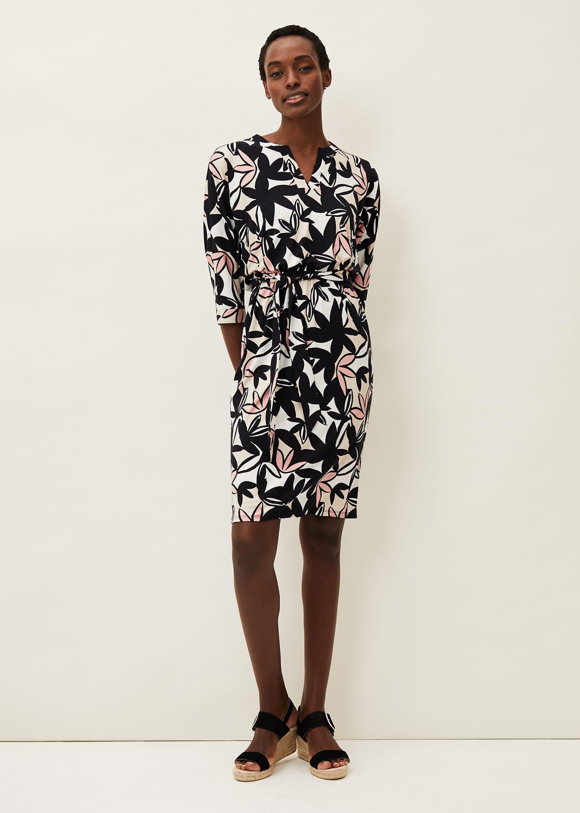 Gwin Leaf Print Dress