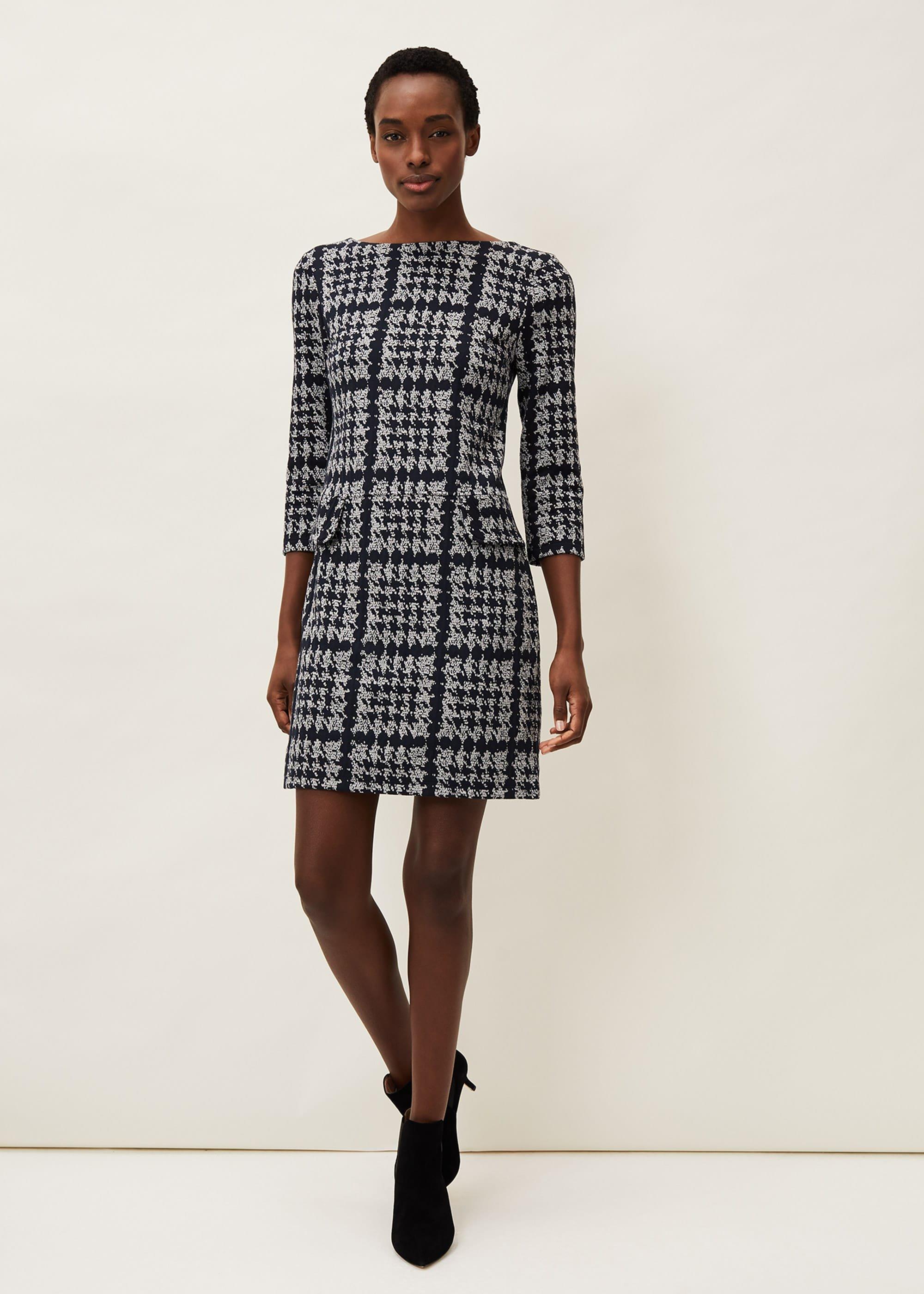 Amani Houndstooth Check Tunic Dress