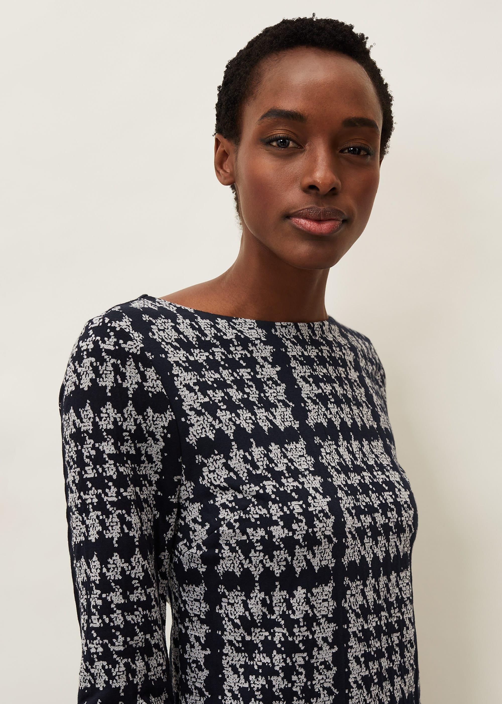 Amani Houndstooth Check Tunic Dress