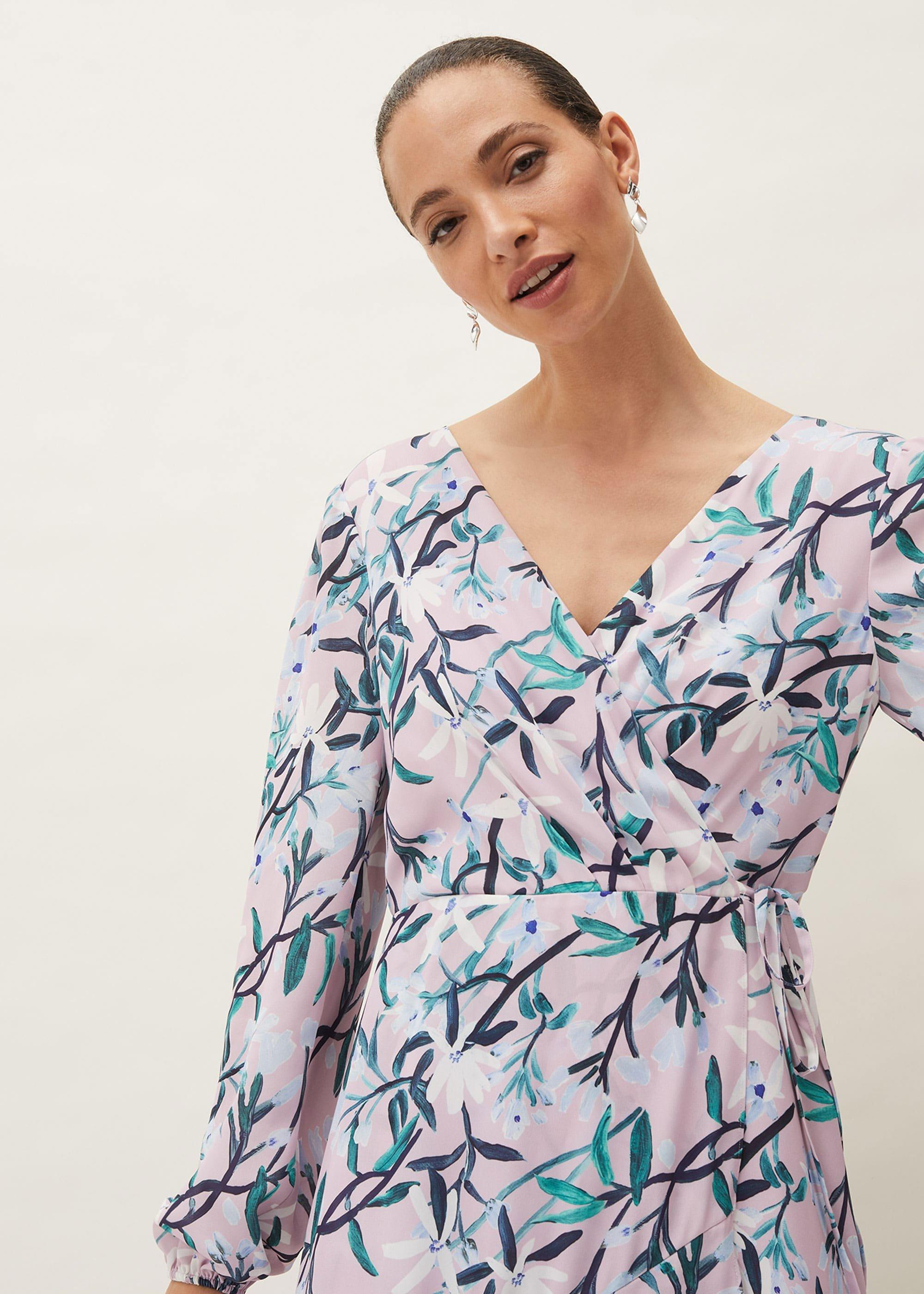 Jenna Floral Long Sleeved V-Neck Midi Dress