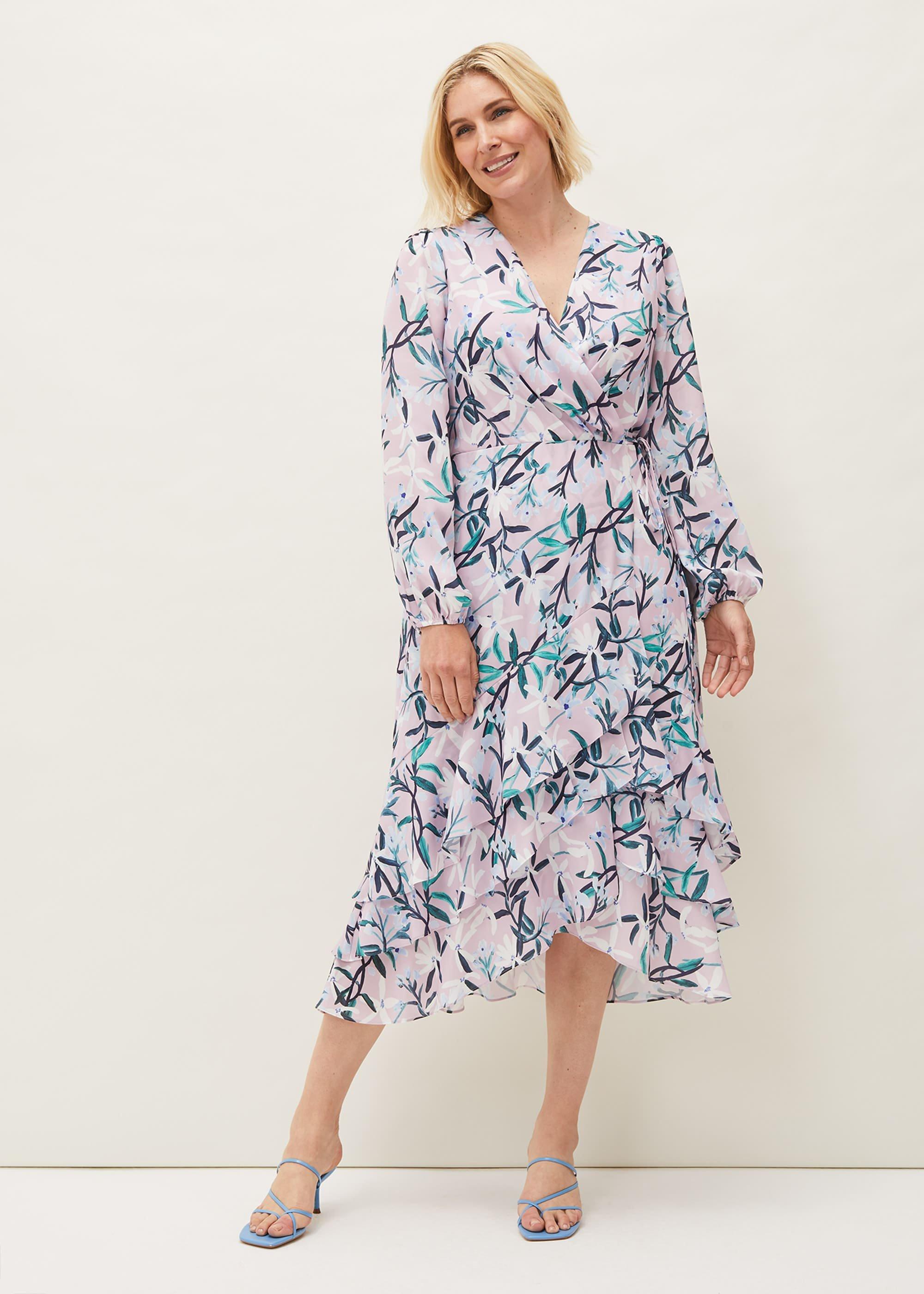 Jenna Floral Long Sleeved V-Neck Midi Dress