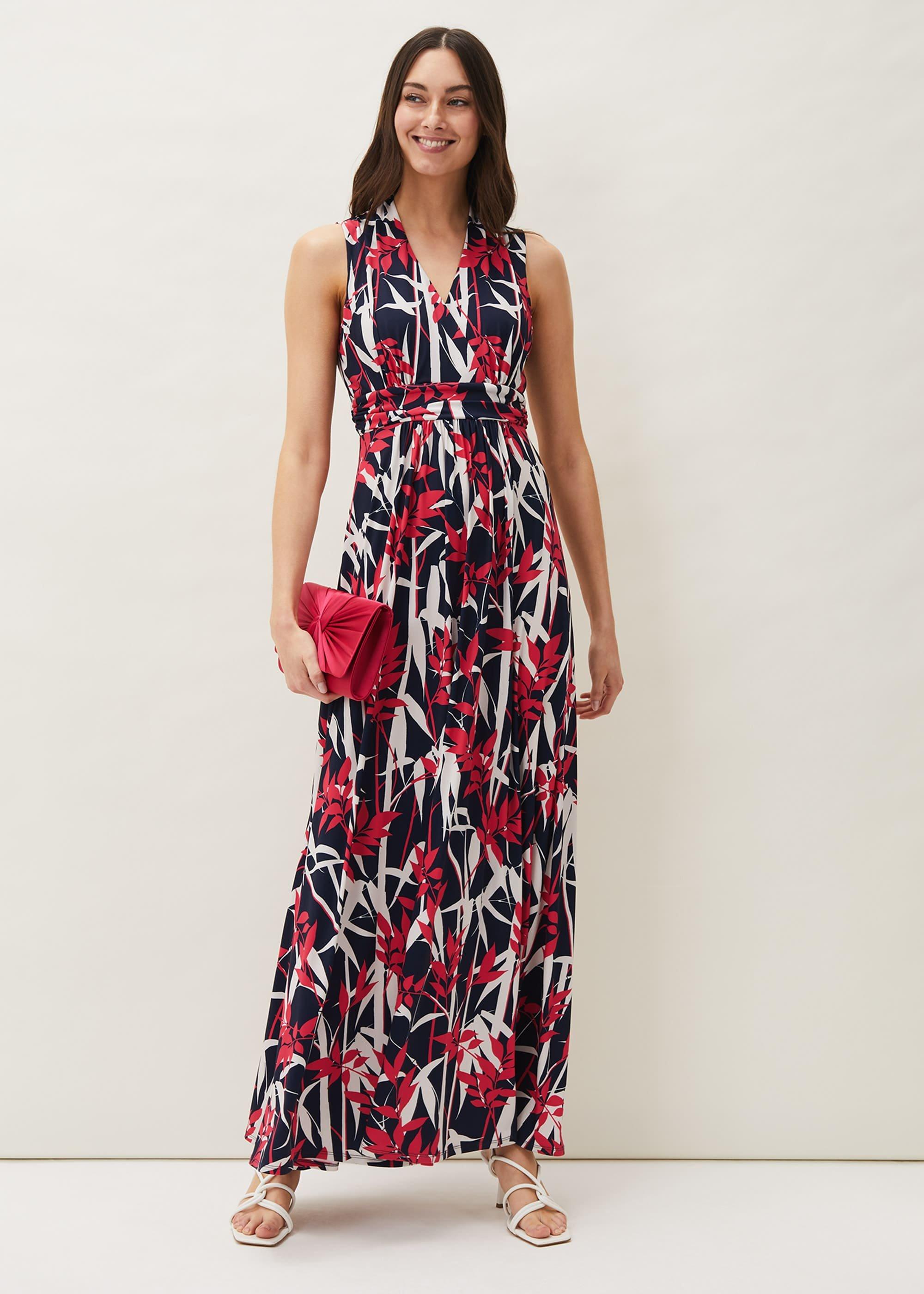 Ellen Palm Print Jersey Maxi Dress