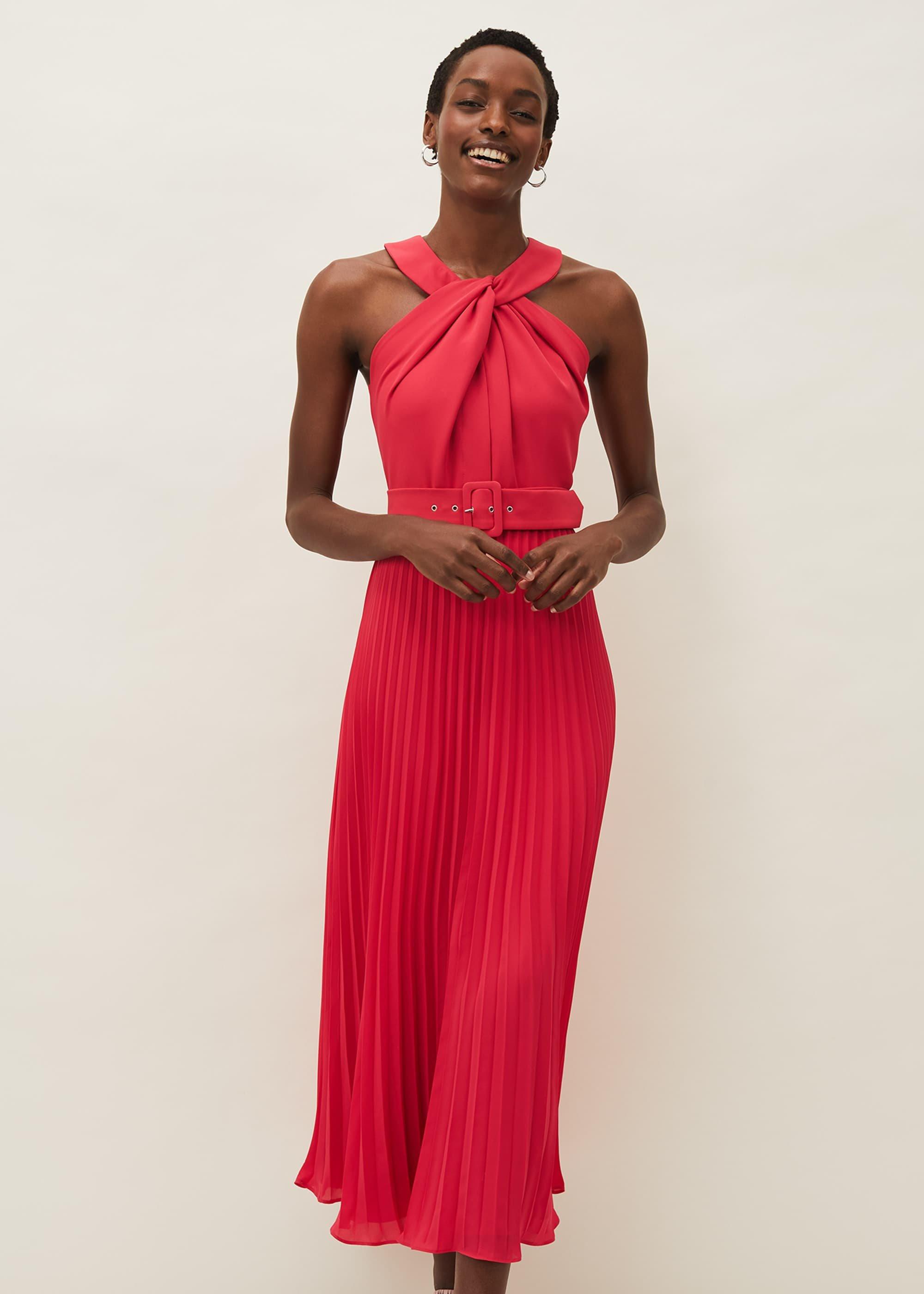 yas bridesmaid dress Rent Y.A.S Satin Multiway Halterneck Maxi Dress In Vibrant Pink