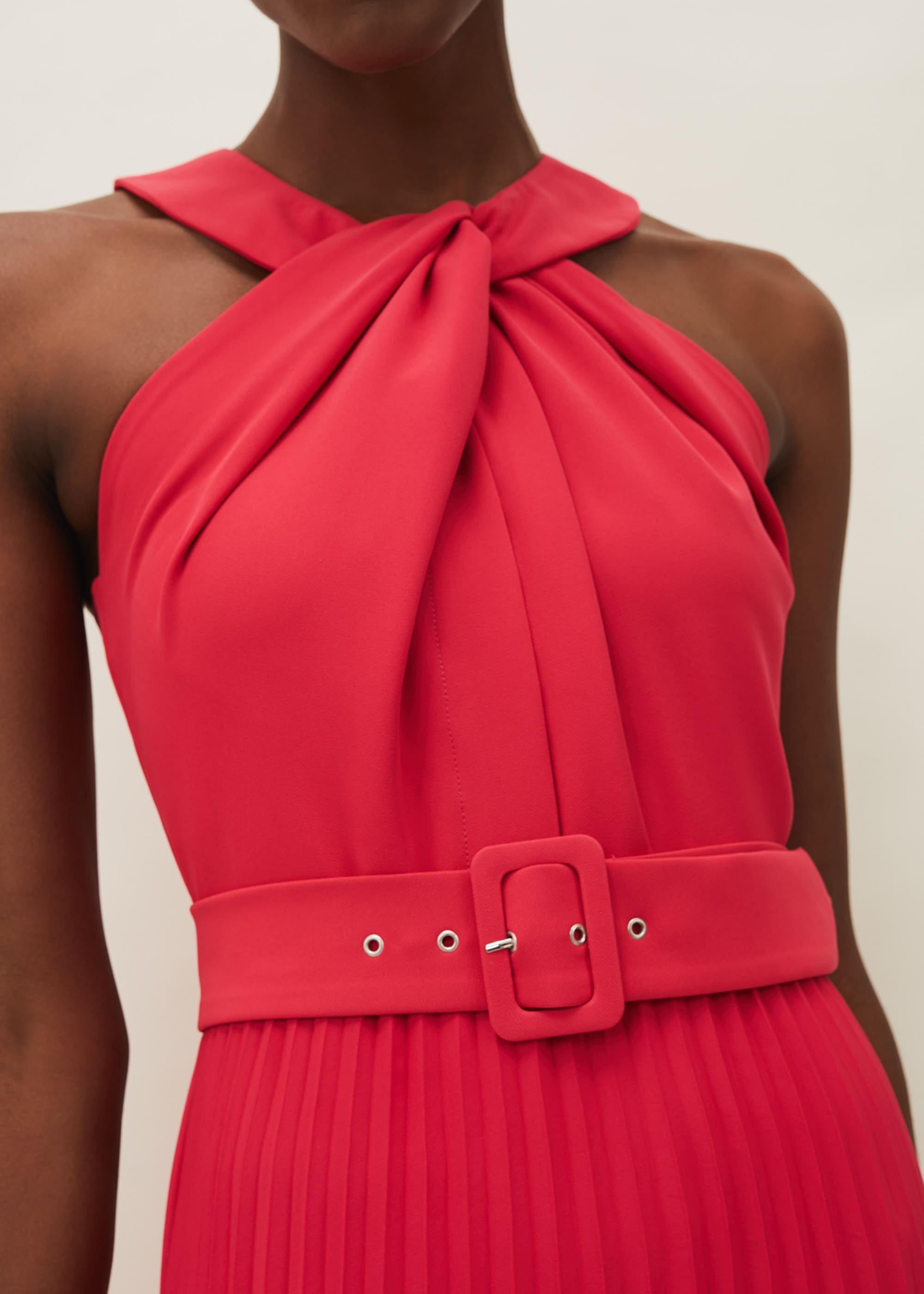 Yas Red Halterneck Midi Dress