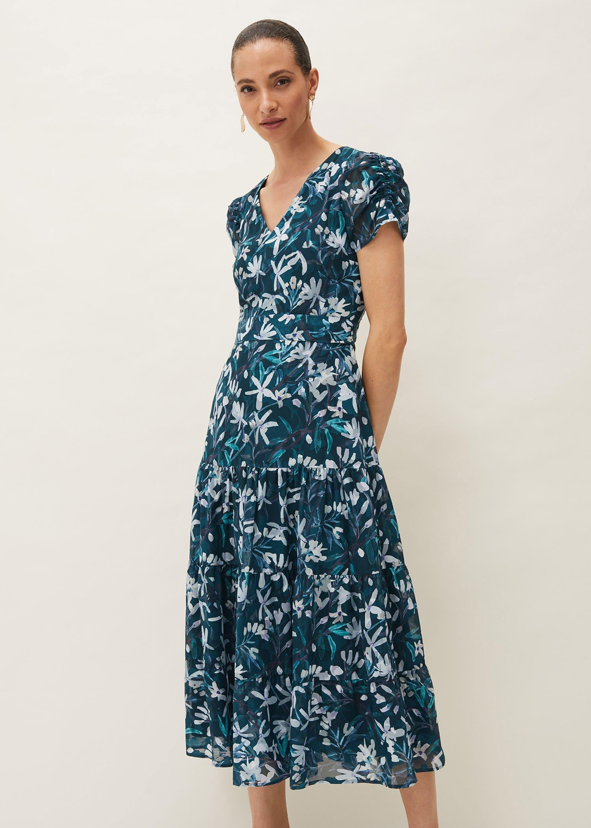 Lola Floral Short Sleeved V-Neck Midi Dress