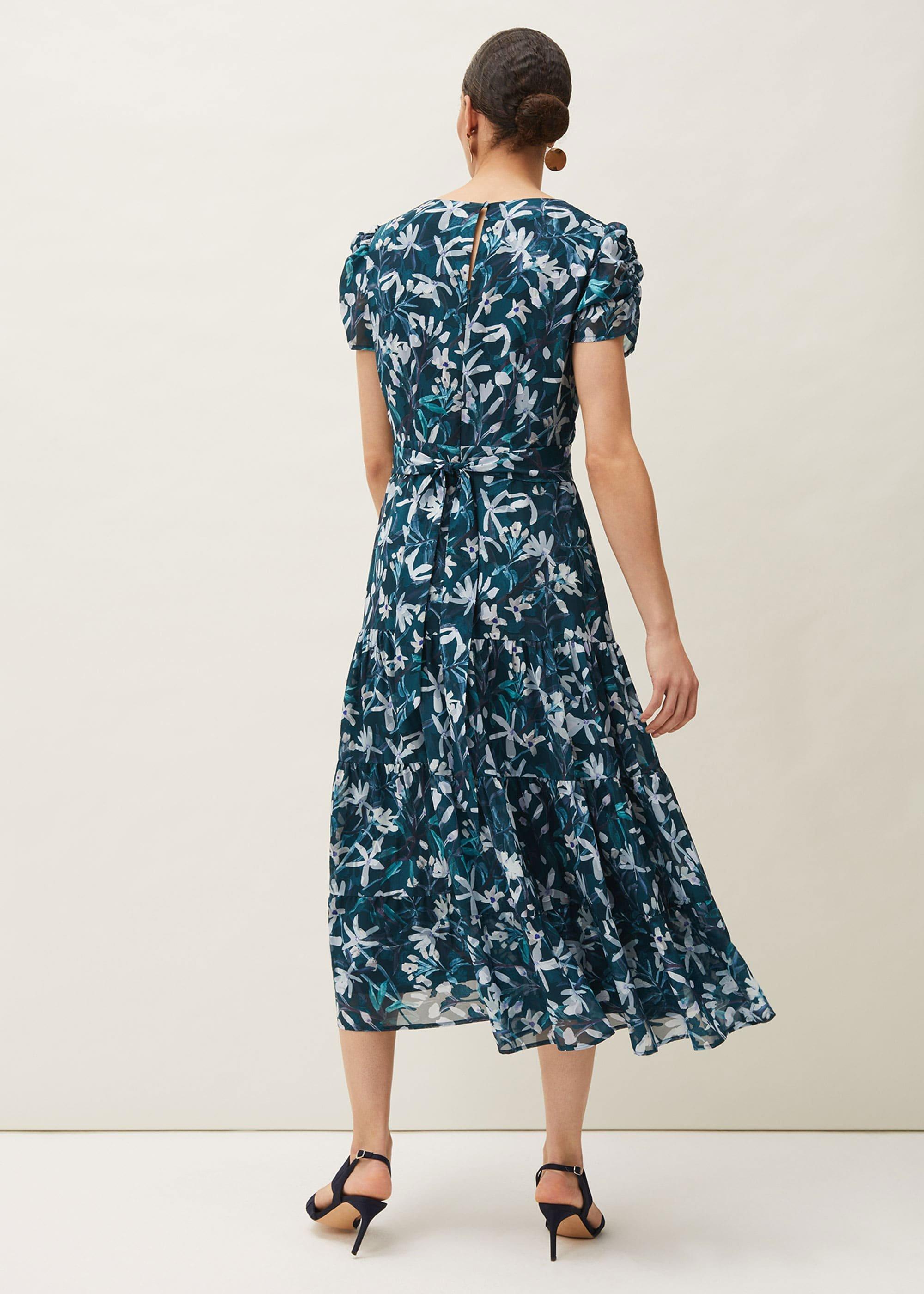 Lola Floral Short Sleeved V-Neck Midi Dress