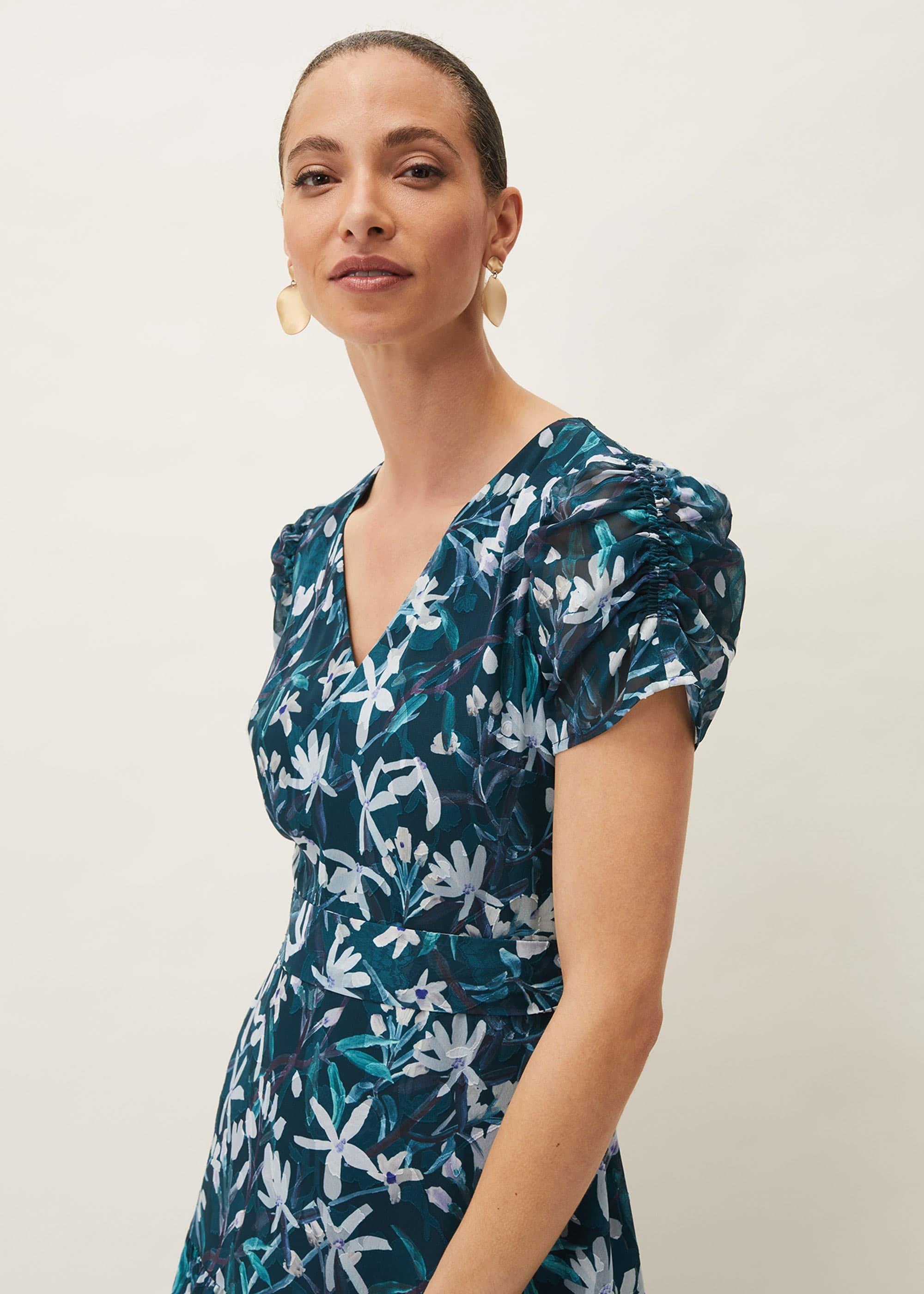 Lola Floral Short Sleeved V-Neck Midi Dress