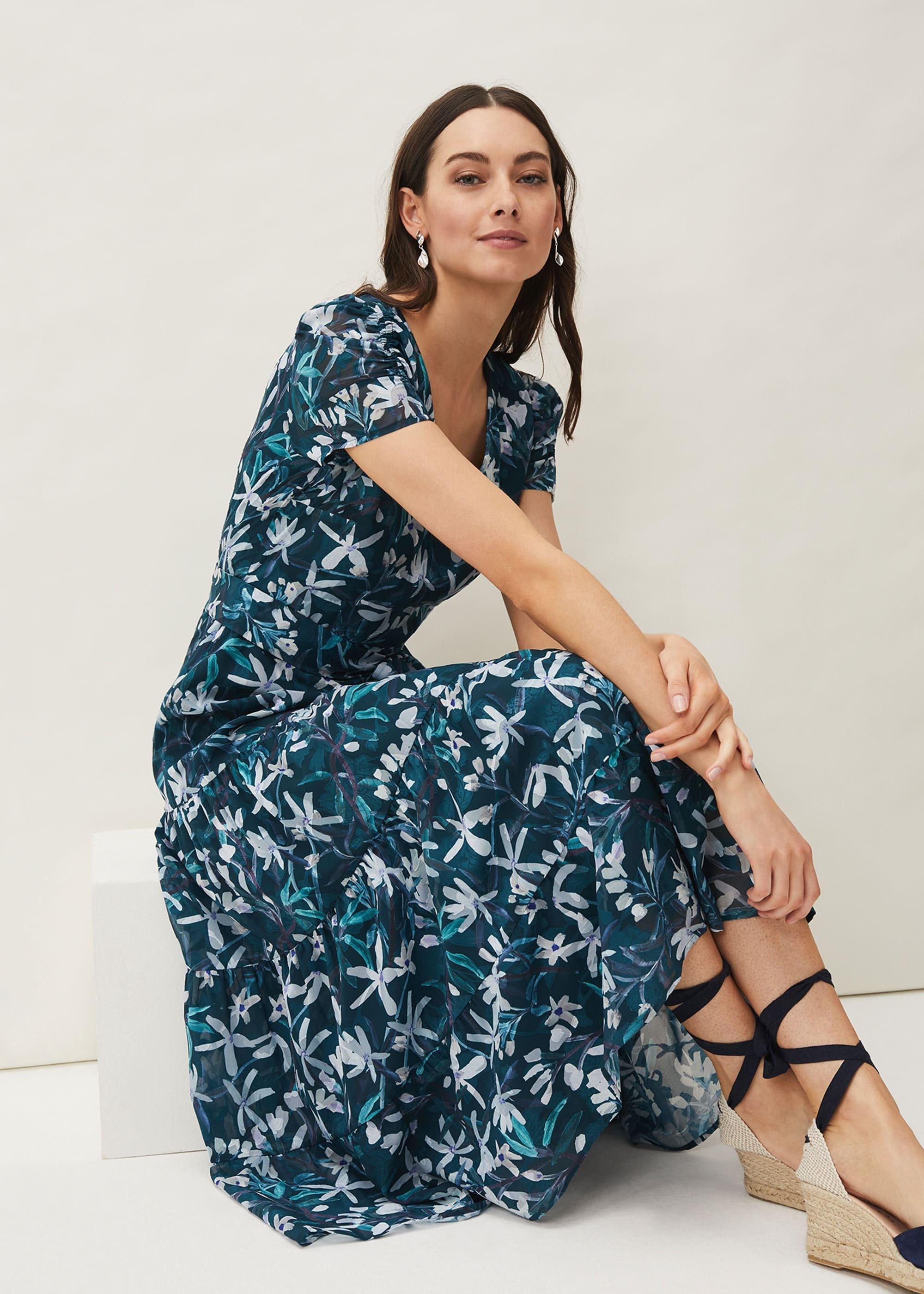 Lola Floral Short Sleeved V-Neck Midi Dress