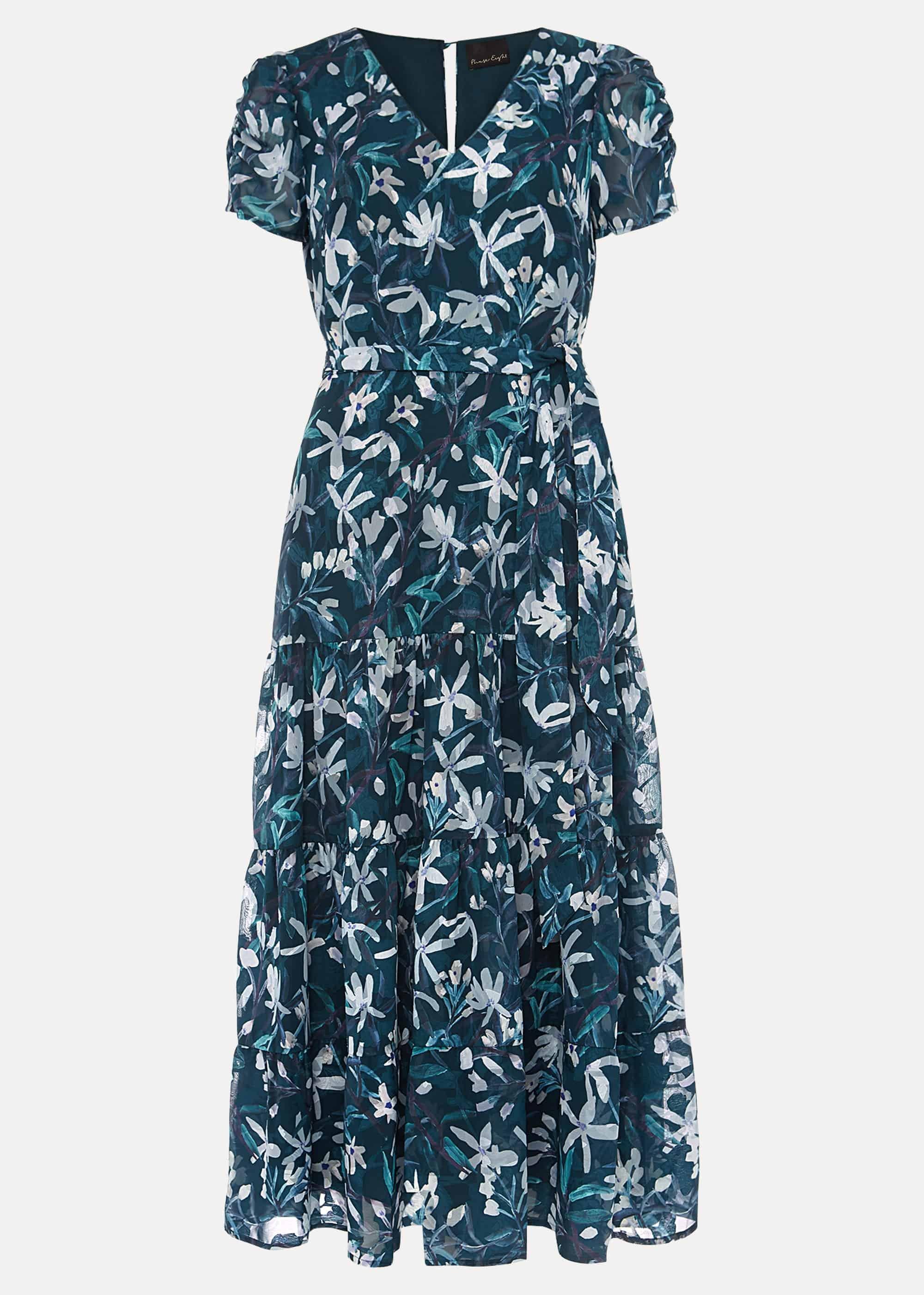 Lola Floral Short Sleeved V-Neck Midi Dress