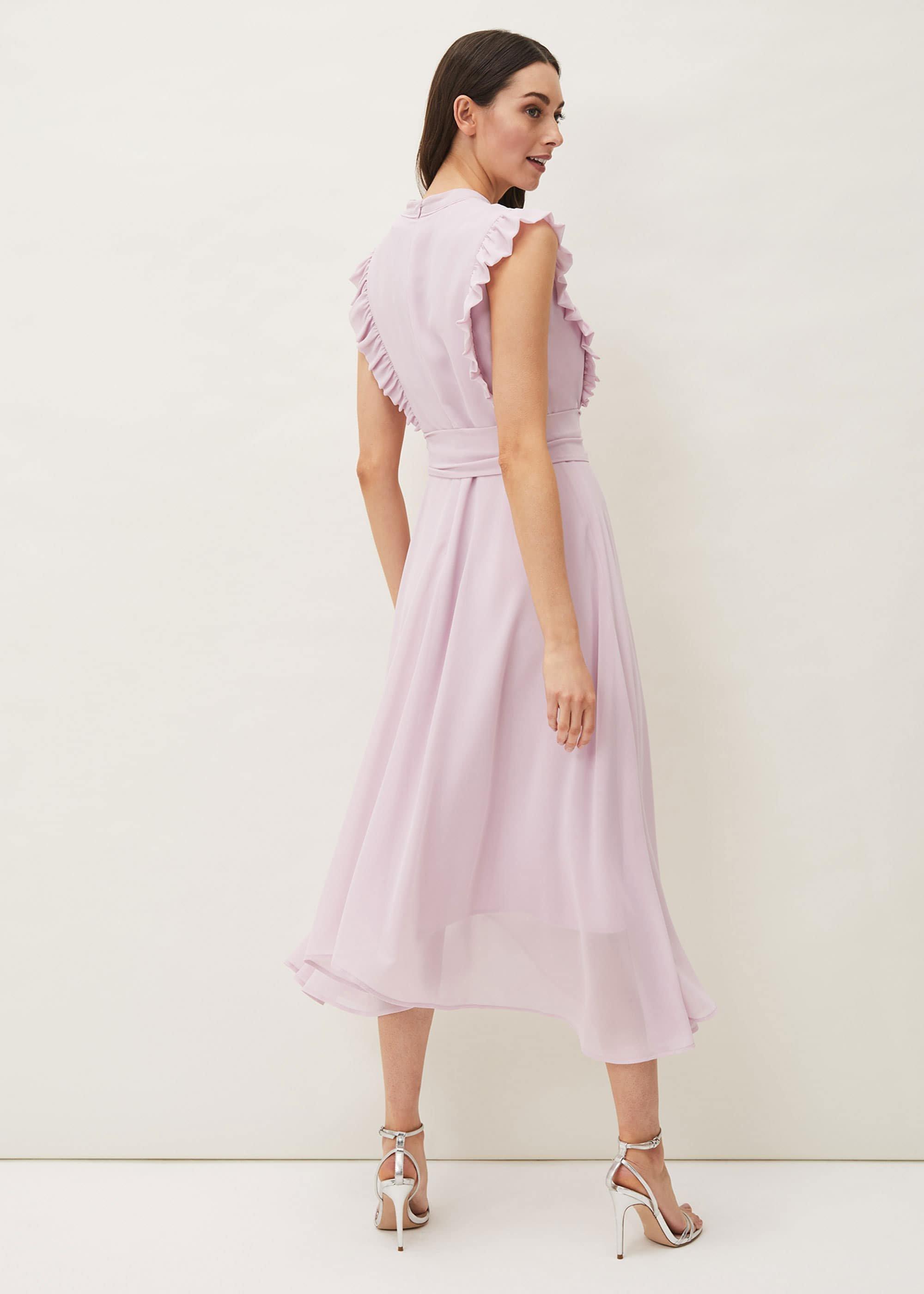 Iris Frill Pintuck Bodice Sleeveless Midi Dress