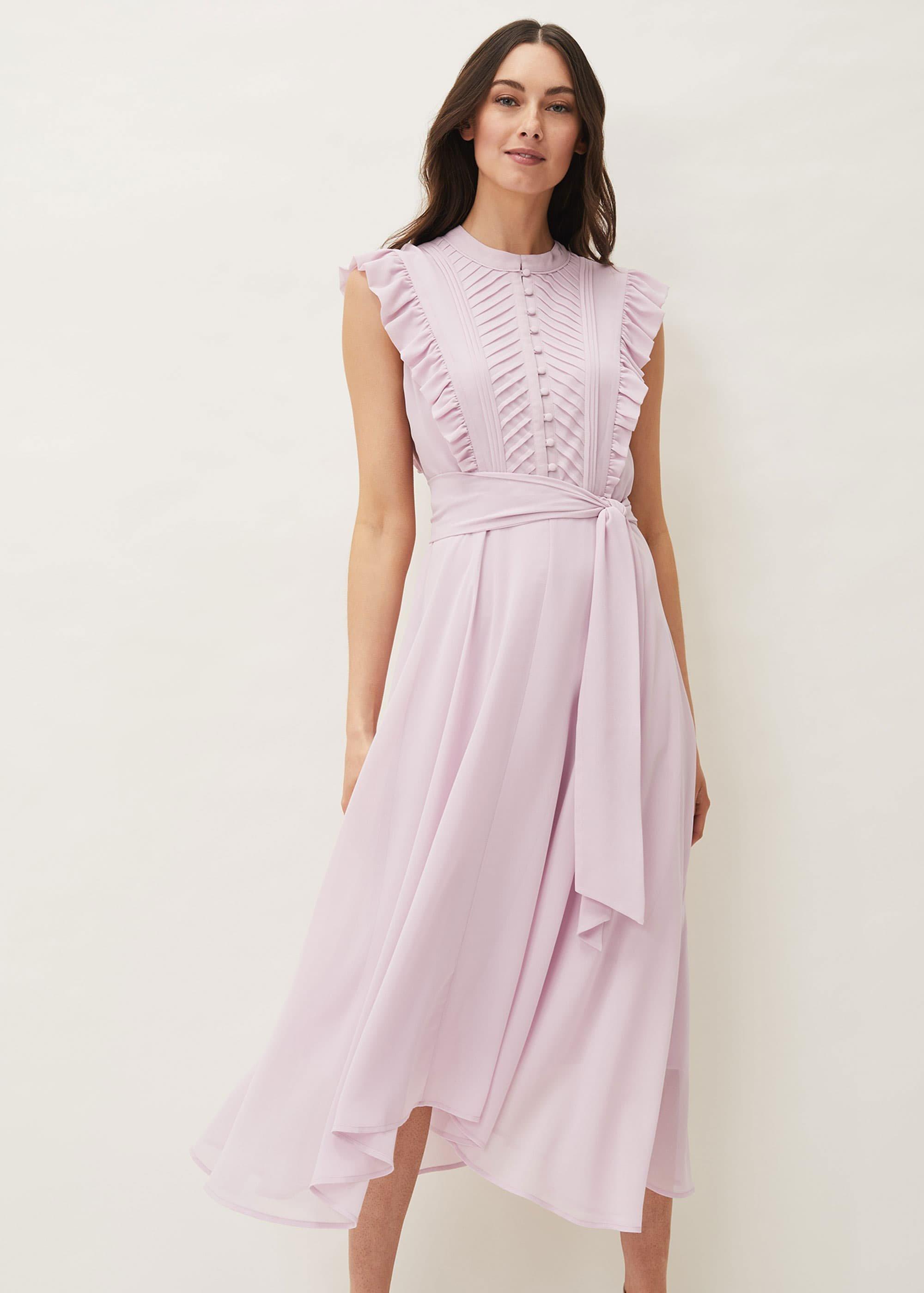 Iris Frill Pintuck Bodice Sleeveless Midi Dress