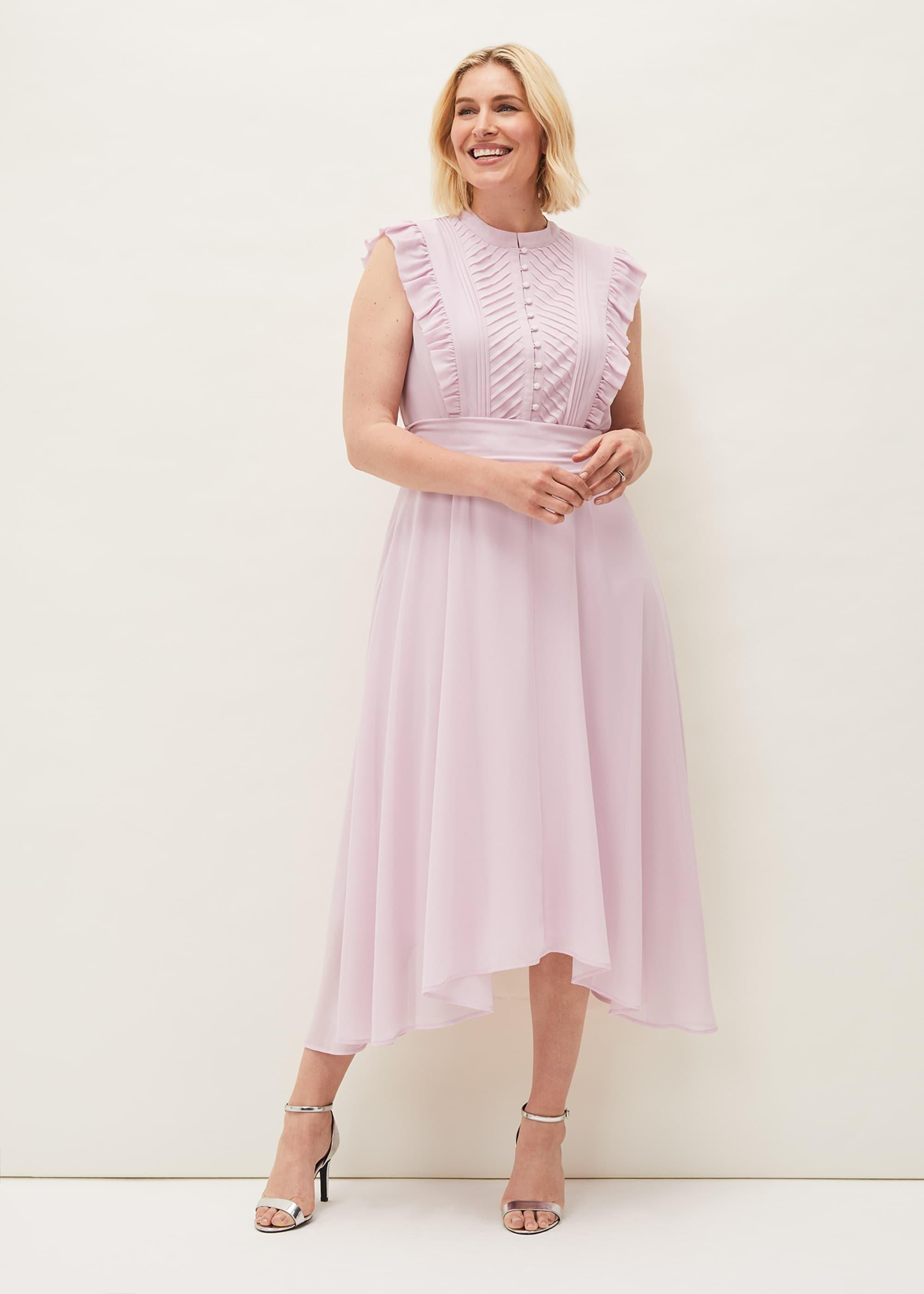 Iris Frill Pintuck Bodice Sleeveless Midi Dress