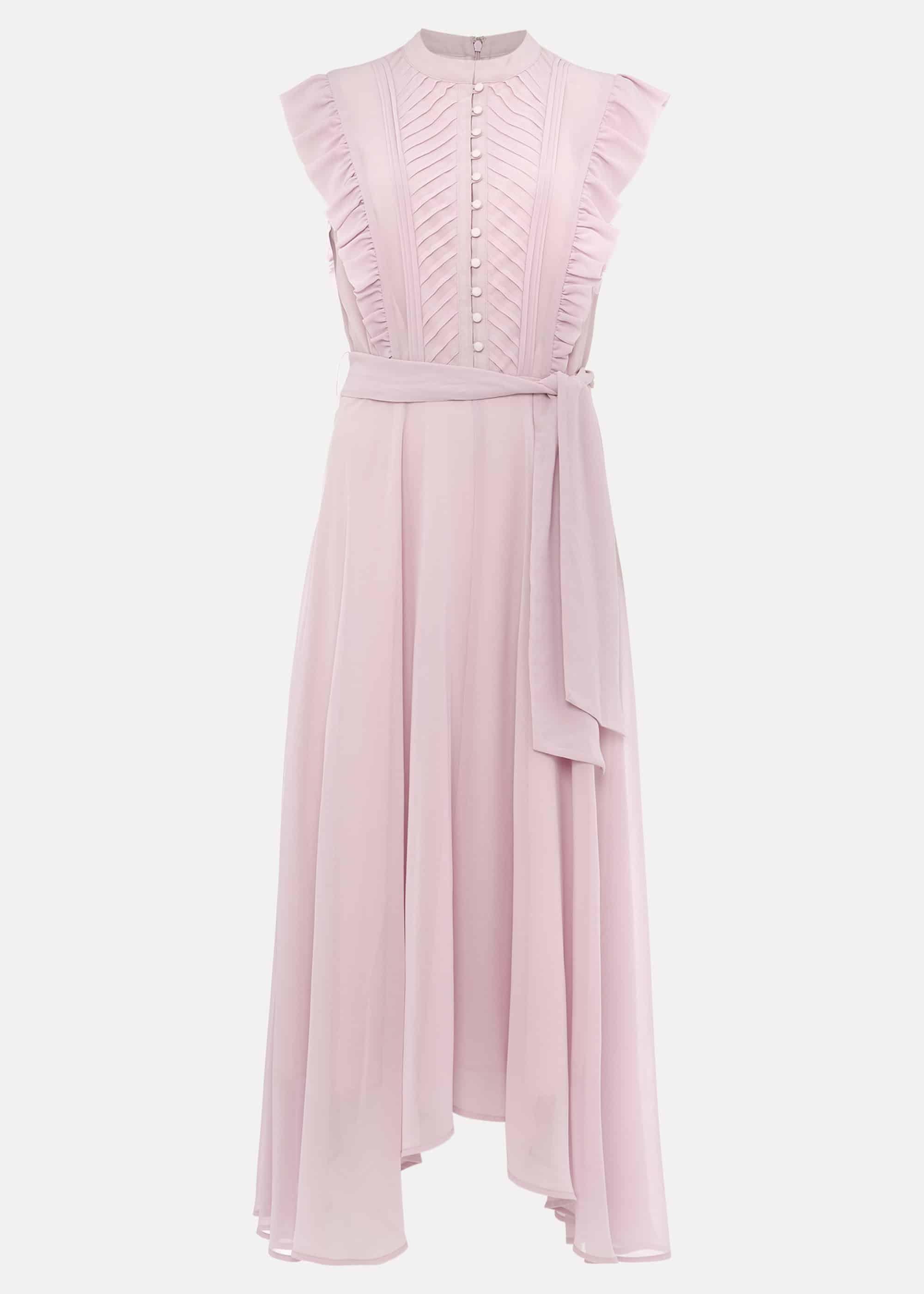 Iris Frill Pintuck Bodice Sleeveless Midi Dress