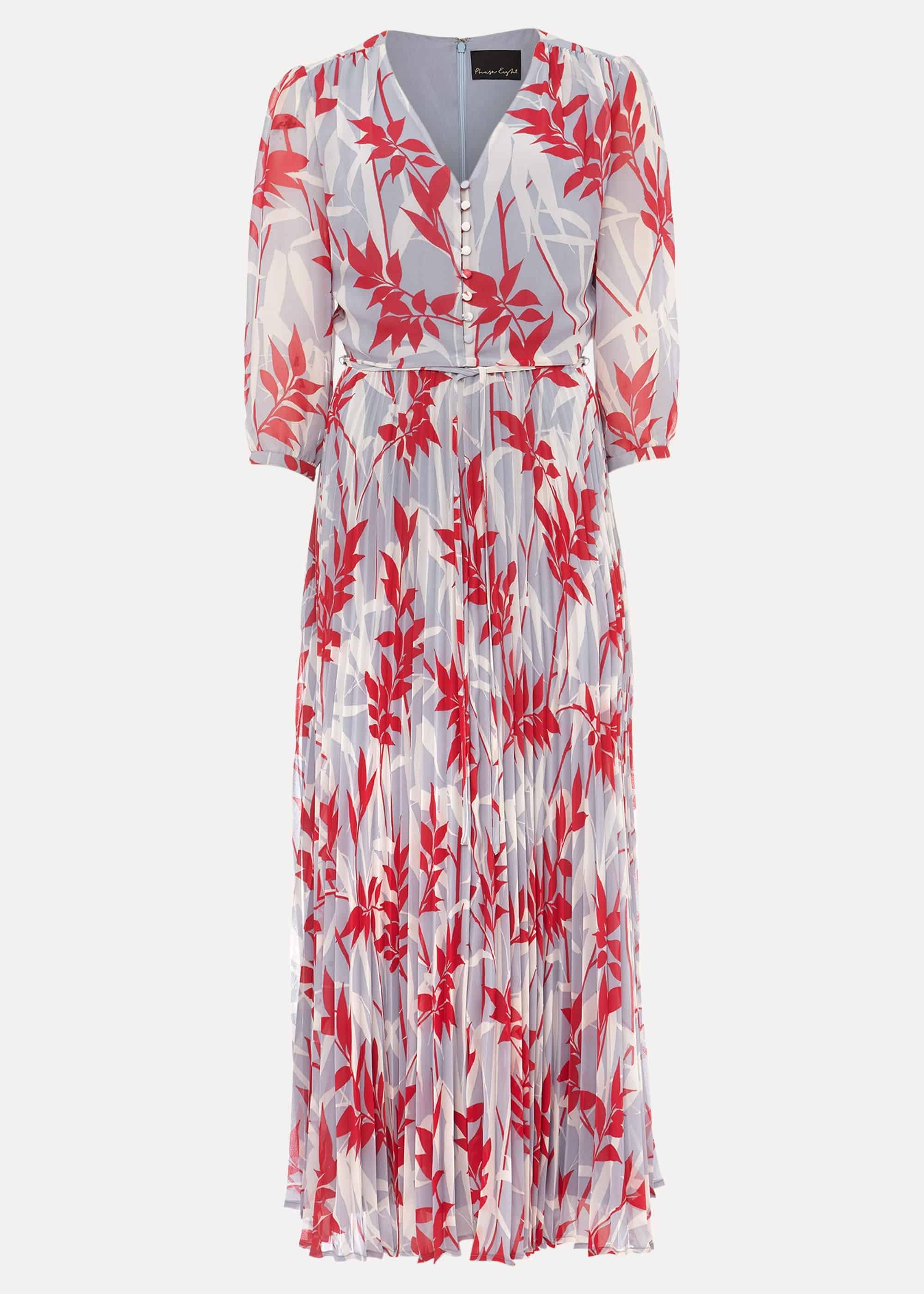 Ellen Palm Print Pleated Midaxi Dress
