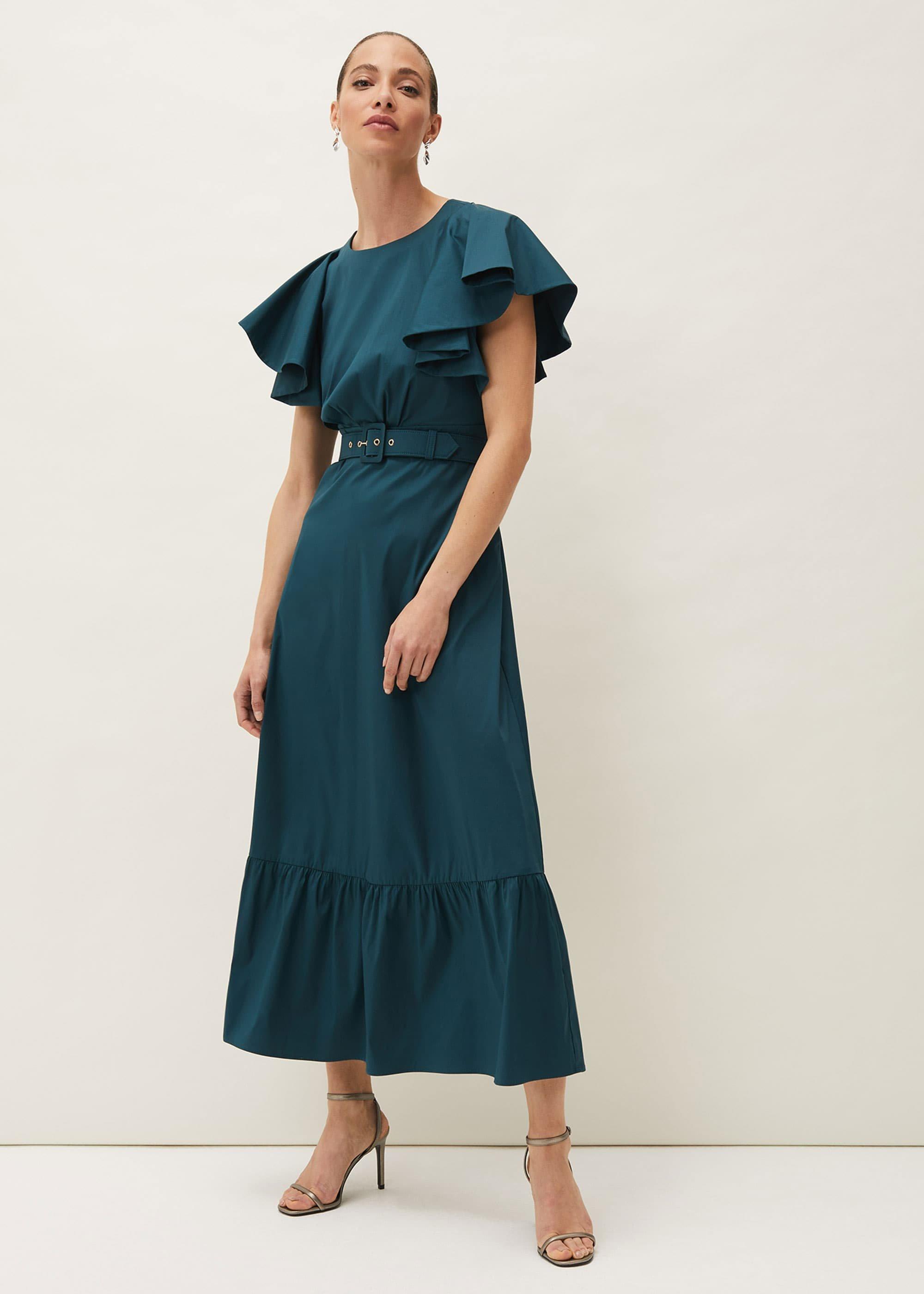 Dinah Frill Sleeve Belted Maxi Dress