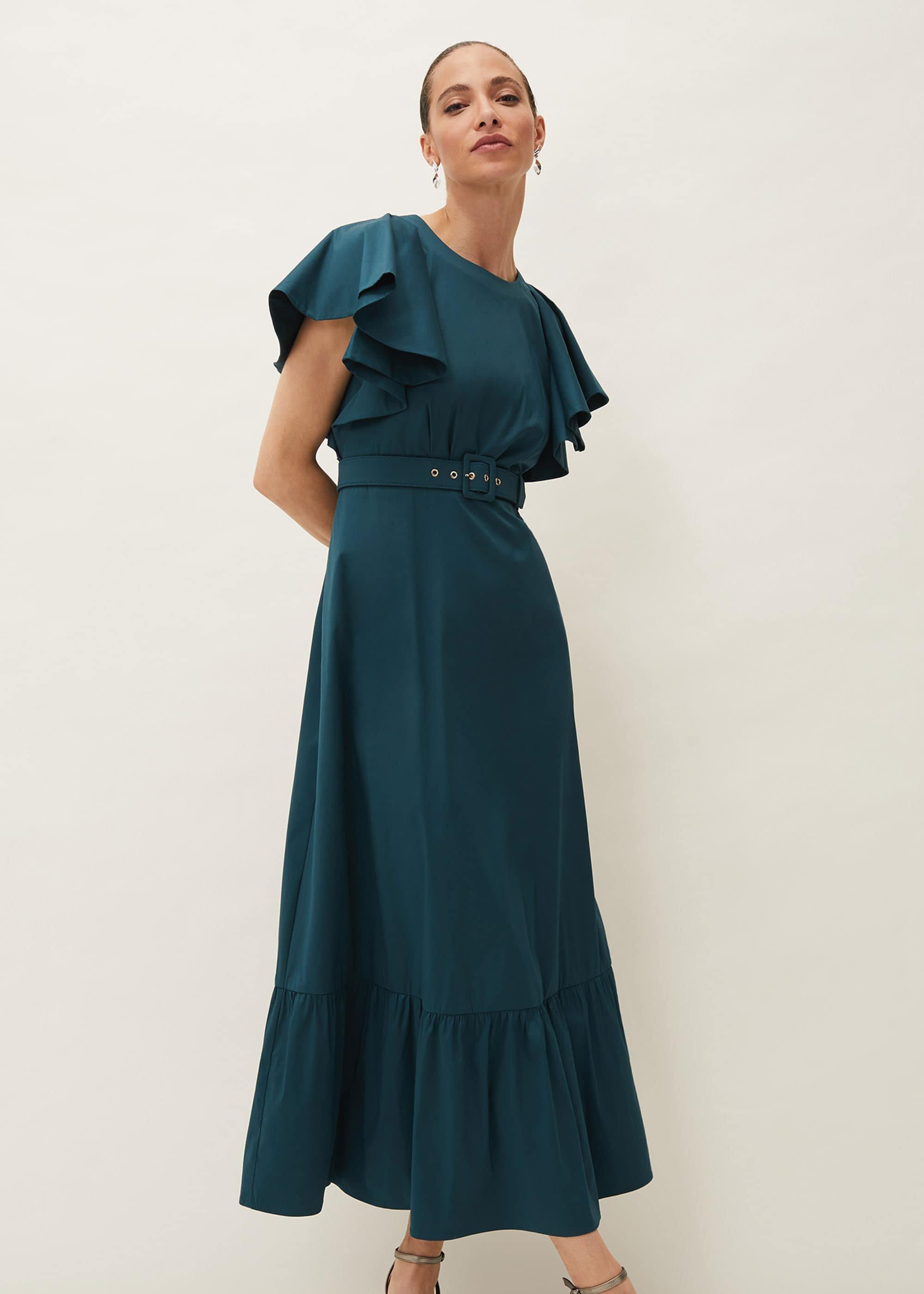 Dinah Frill Sleeve Belted Maxi Dress