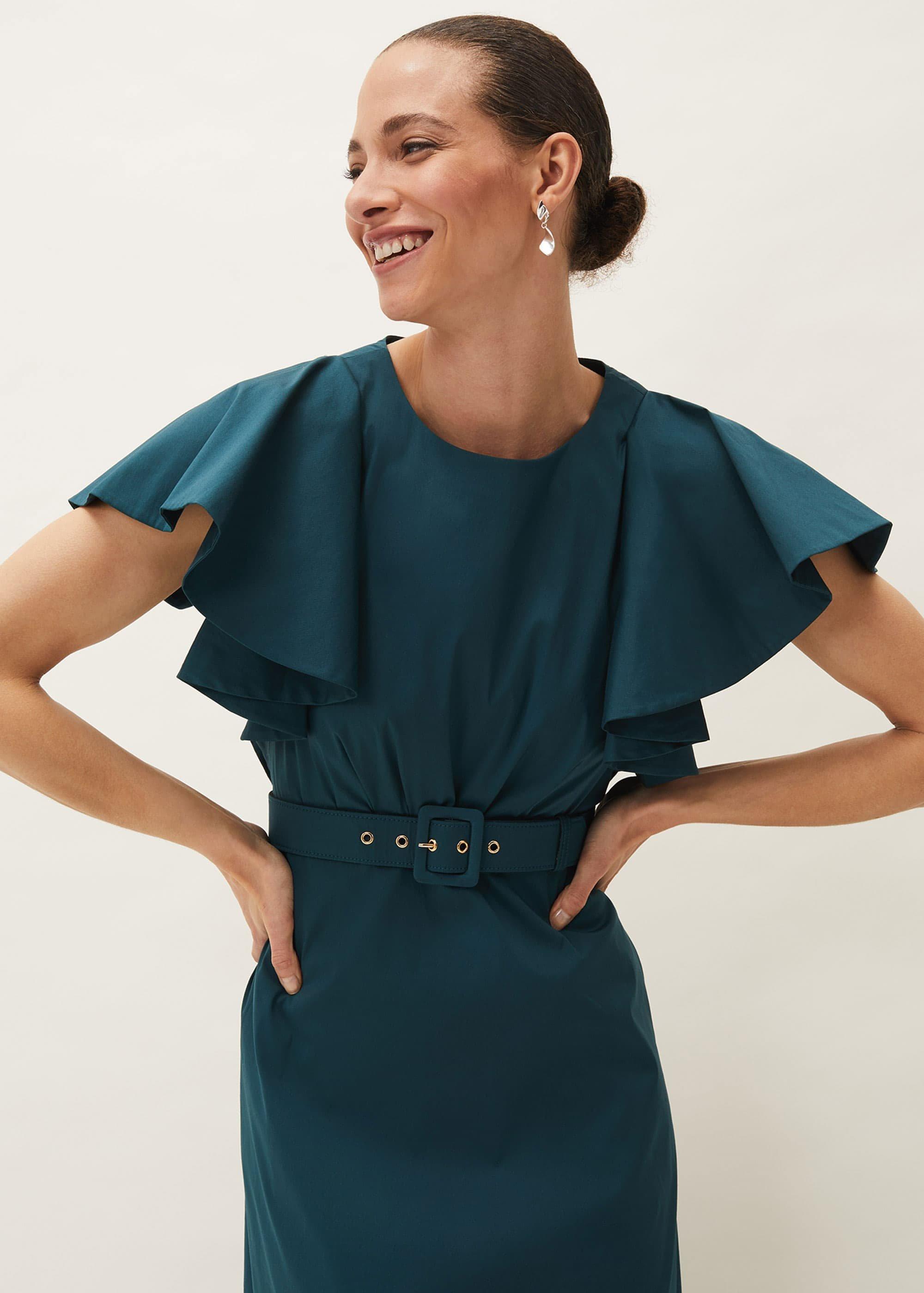 Dinah Frill Sleeve Belted Maxi Dress