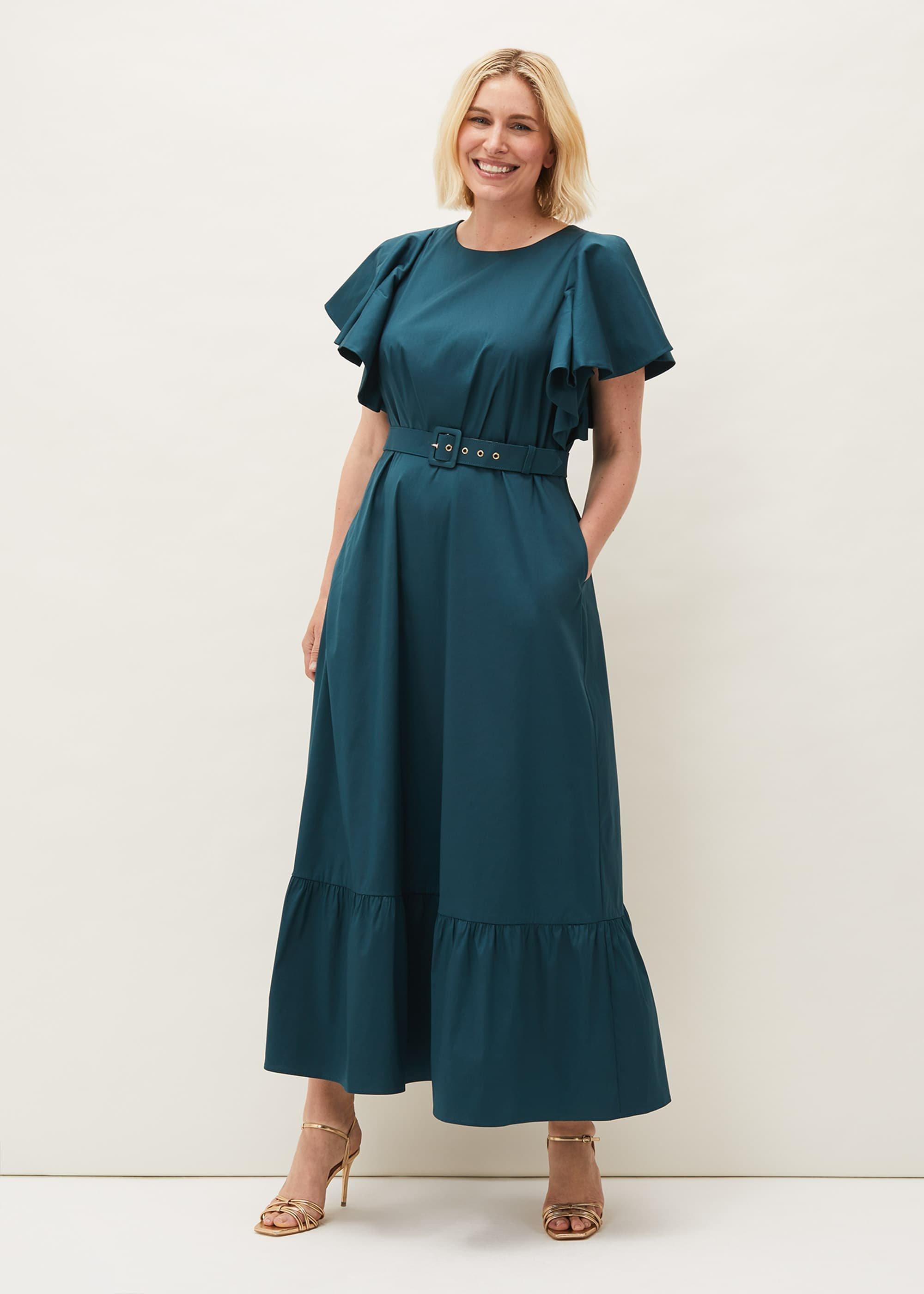 Dinah Frill Sleeve Belted Maxi Dress