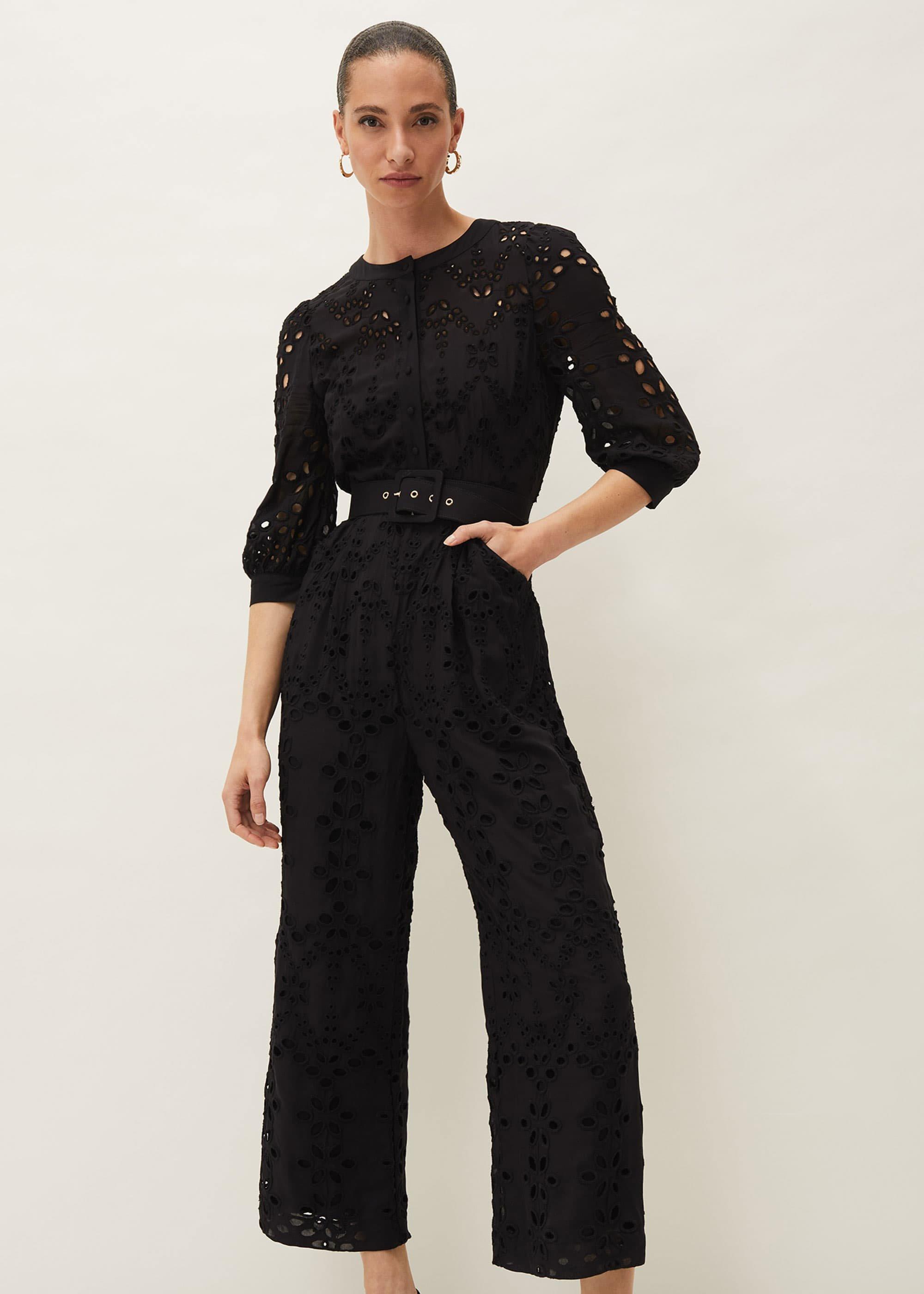 Honour Broderie Anglaise Cropped Wide Leg Jumpsuit