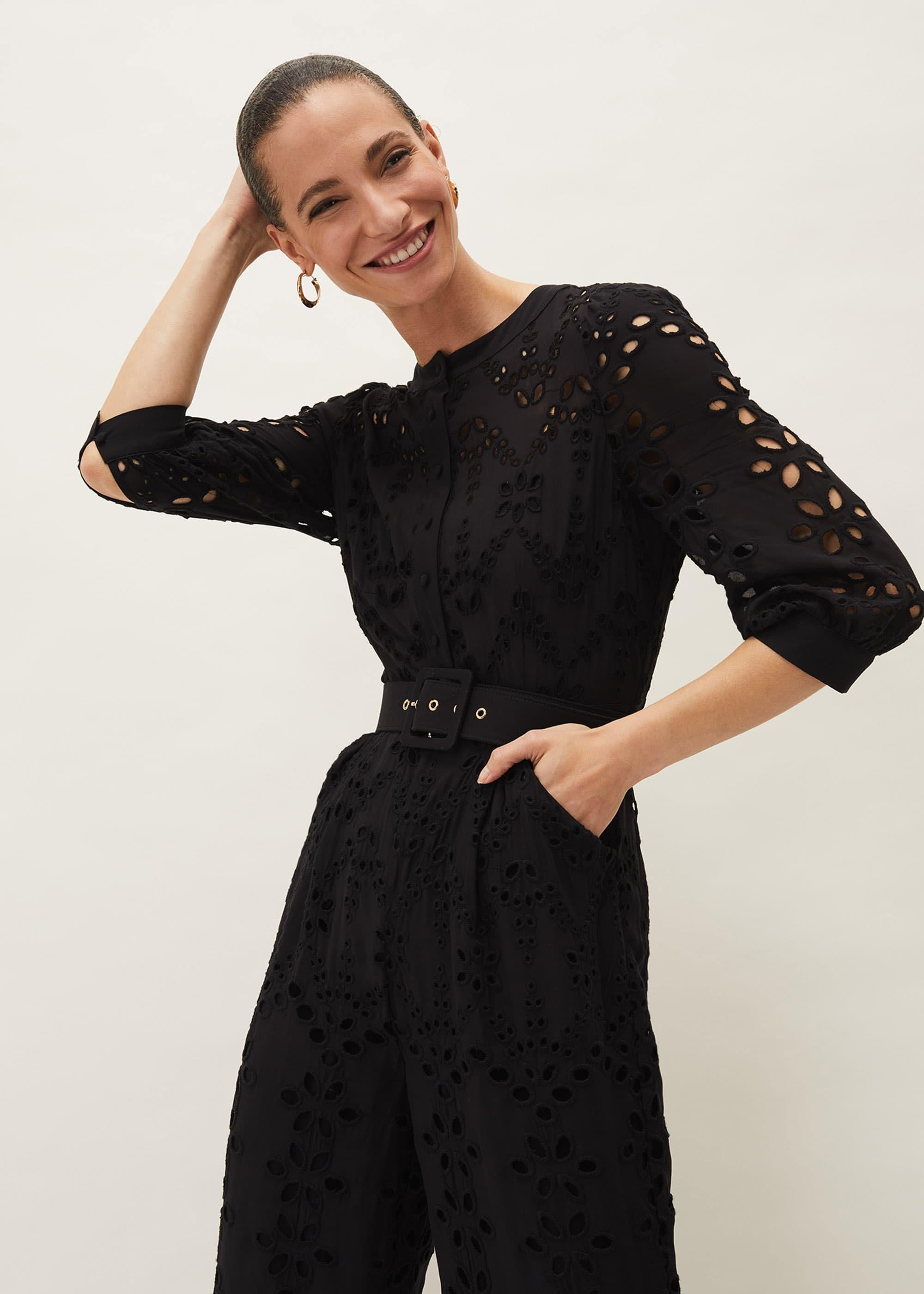 Honour Broderie Anglaise Cropped Wide Leg Jumpsuit