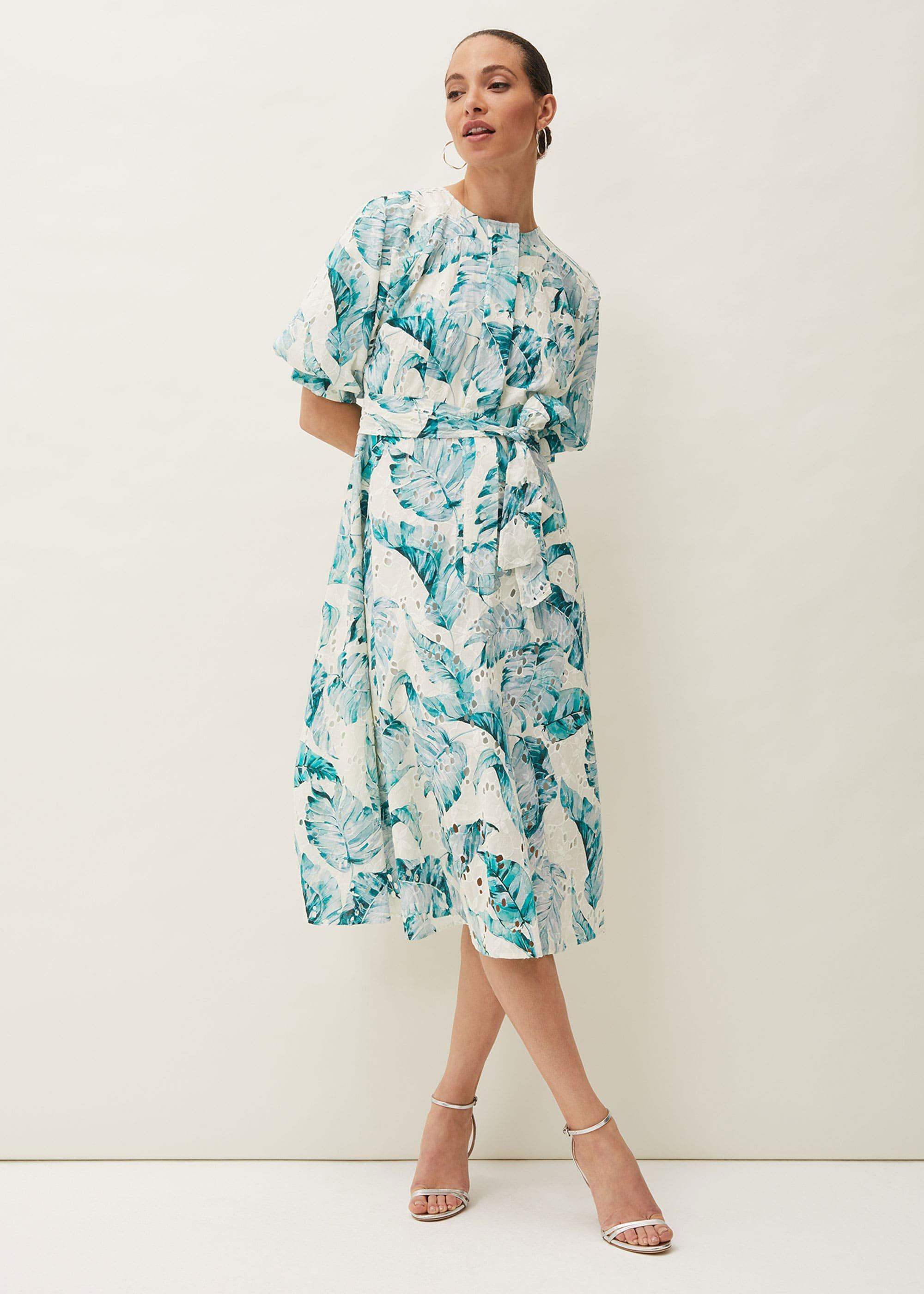 Palms Broderie Anglaise Printed Cotton Dress