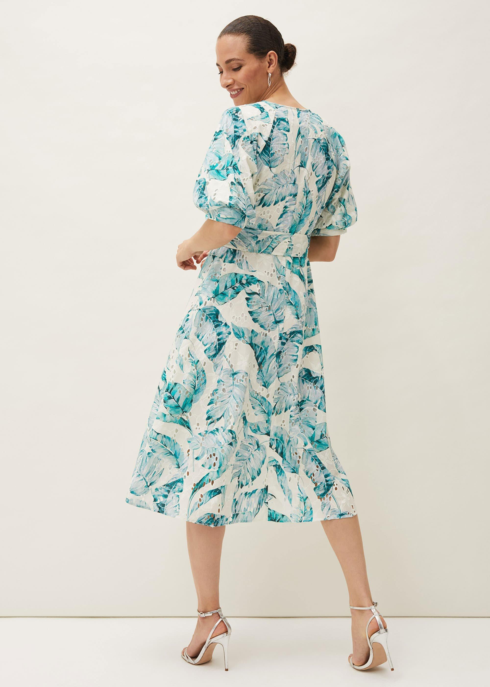 Palms Broderie Anglaise Printed Cotton Dress
