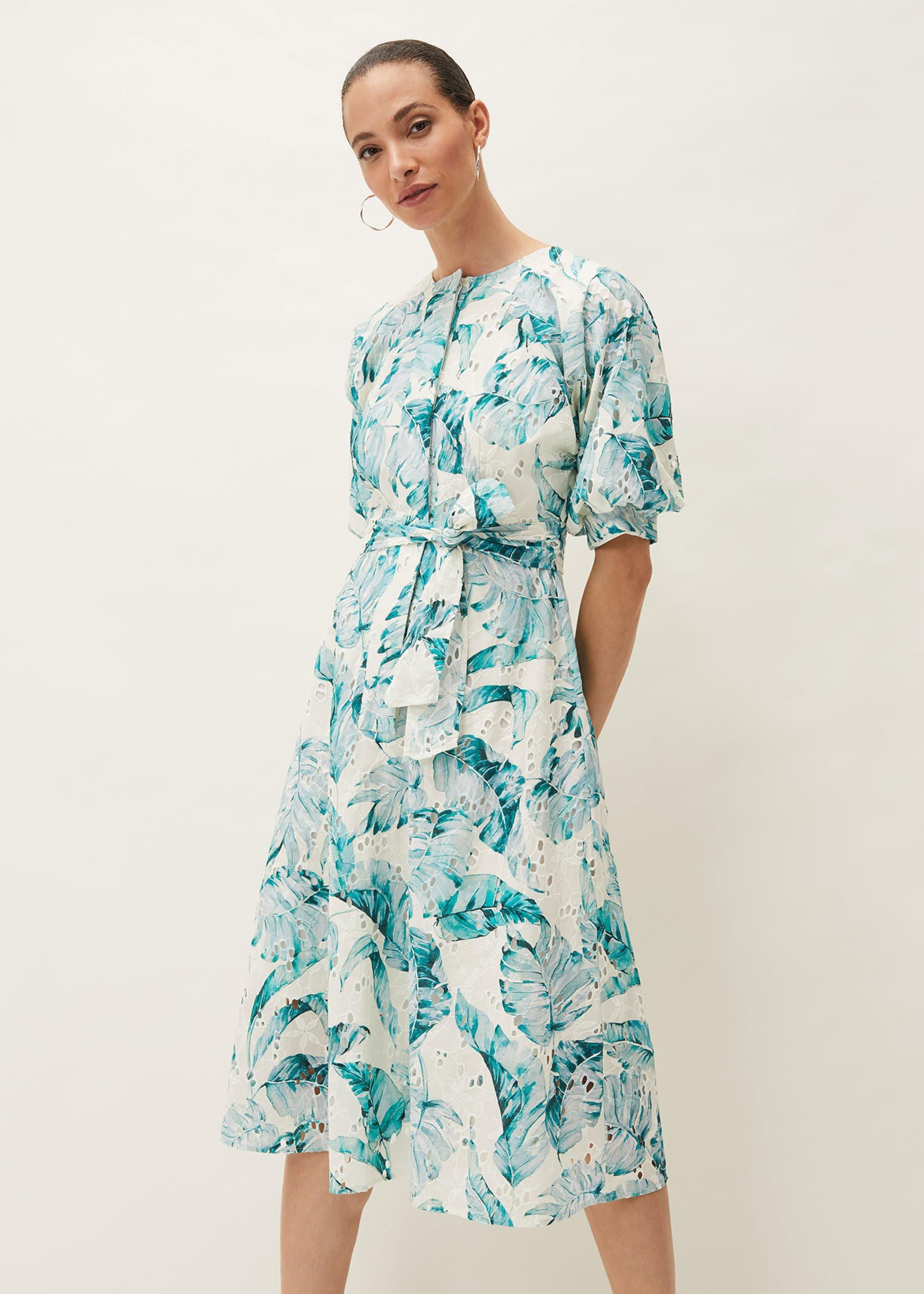 Palms Broderie Anglaise Printed Cotton Dress