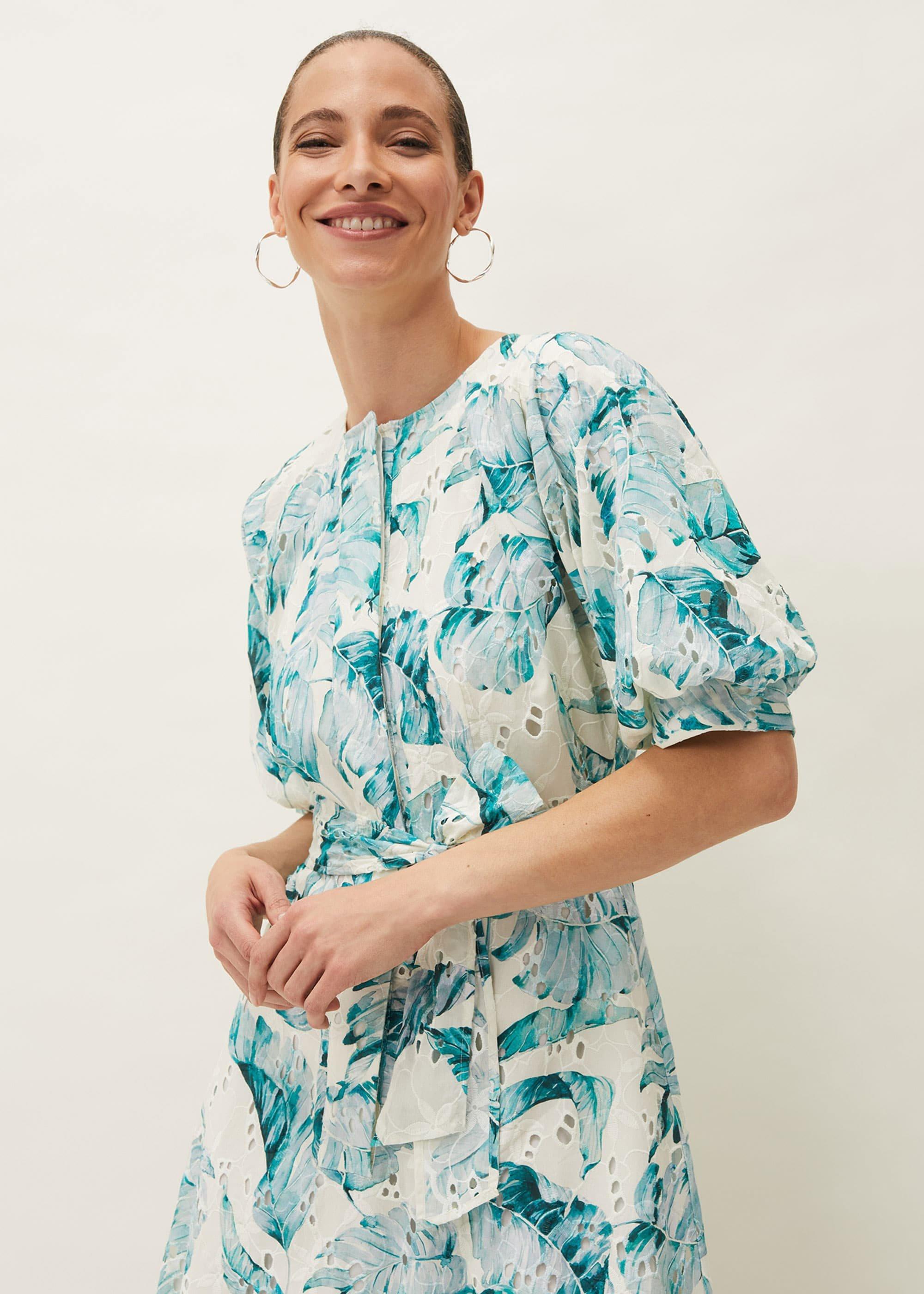 Palms Broderie Anglaise Printed Cotton Dress