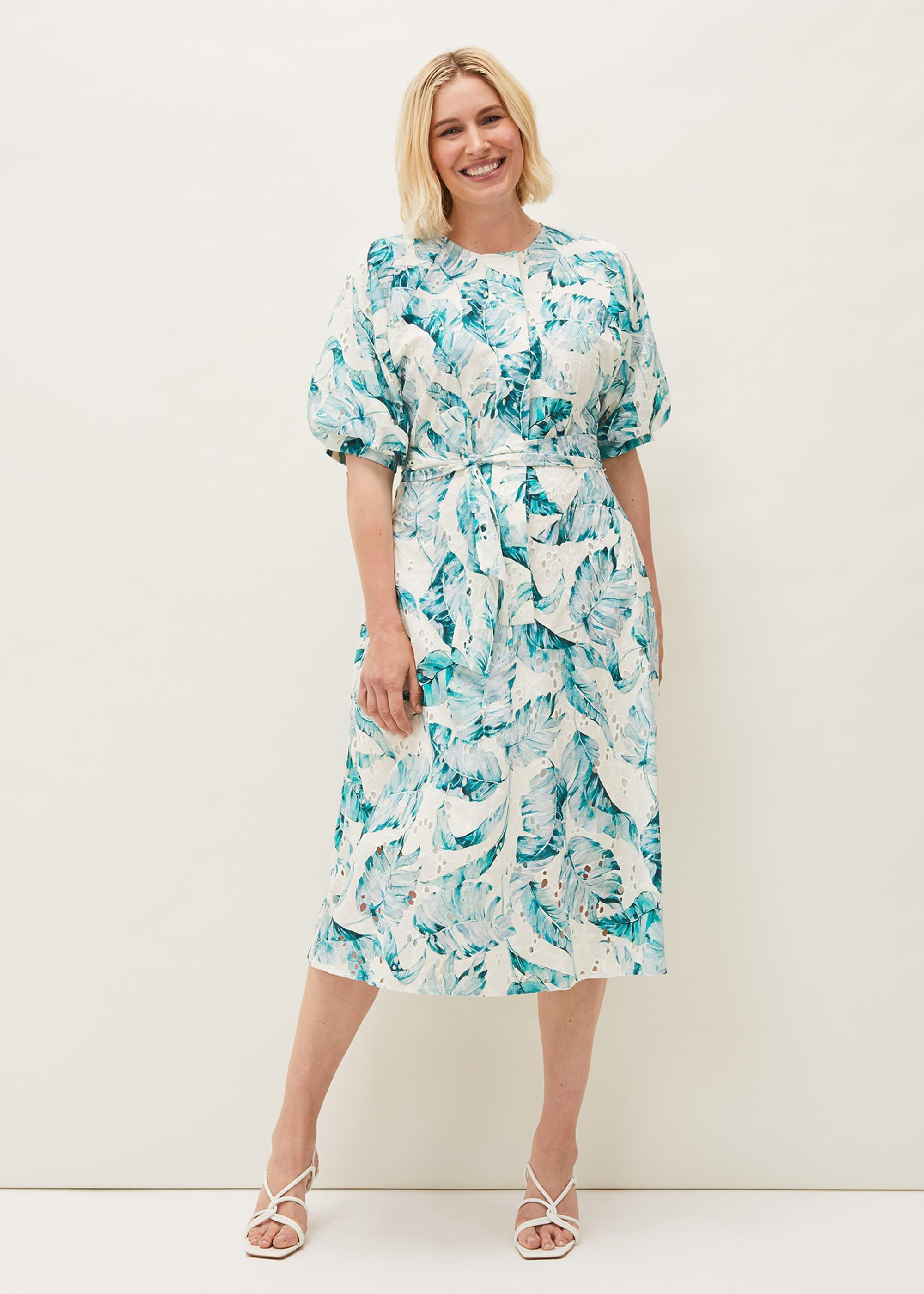 Palms Broderie Anglaise Printed Cotton Dress