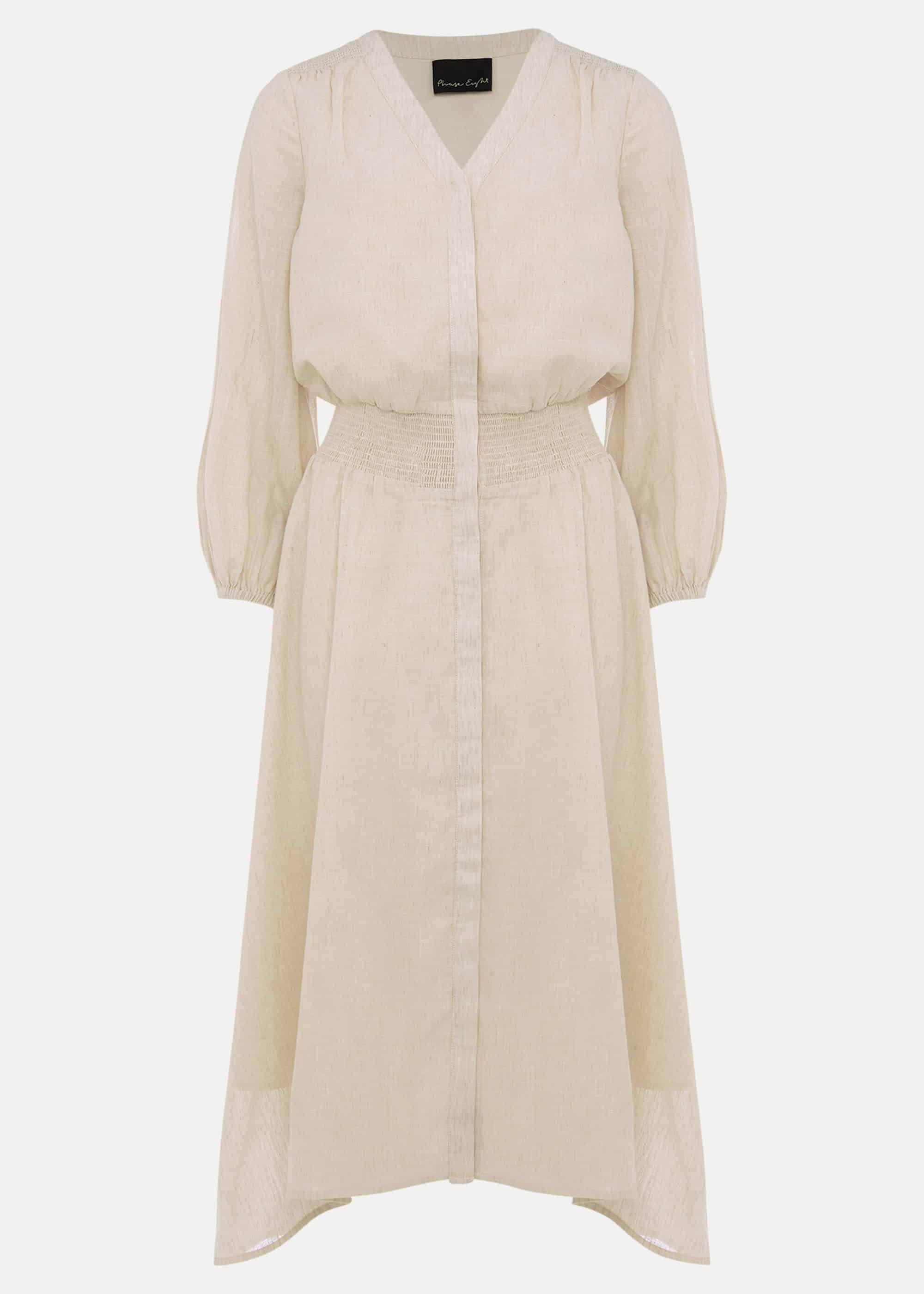 Elma Shirred Waist Puff Sleeve Midi Dress