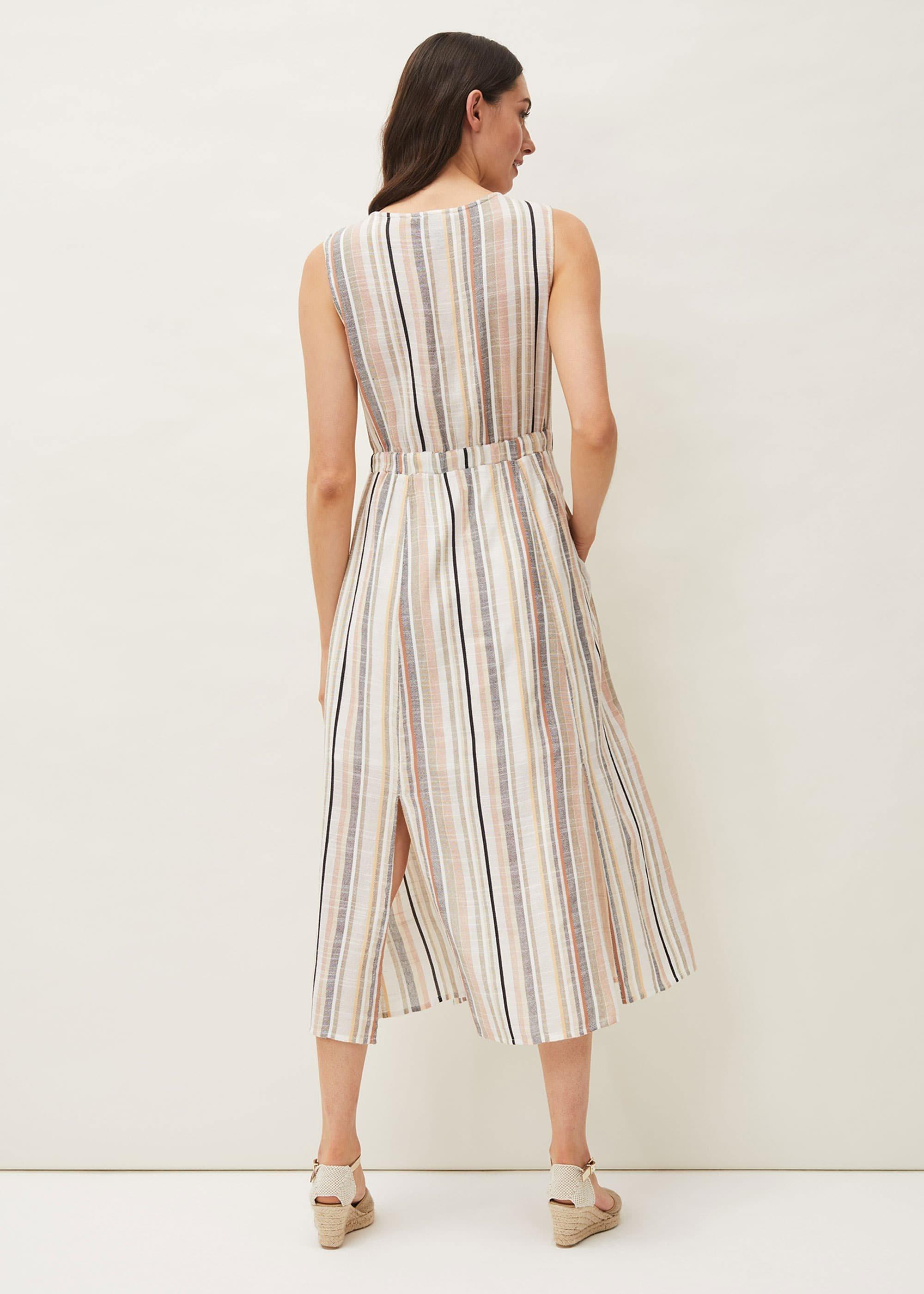 Whitney Stripe Sleeveless Midi Dress
