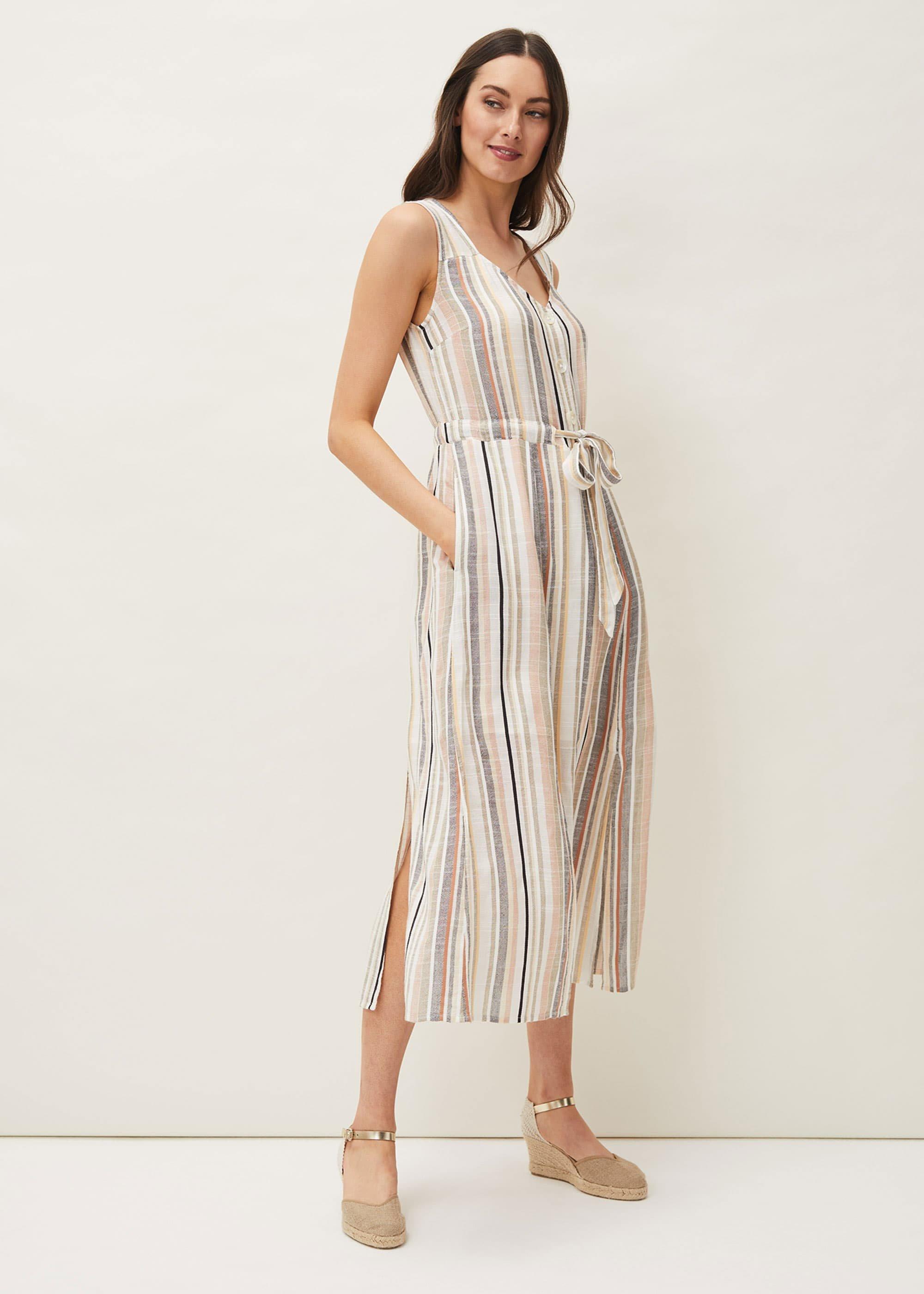 Whitney Stripe Sleeveless Midi Dress