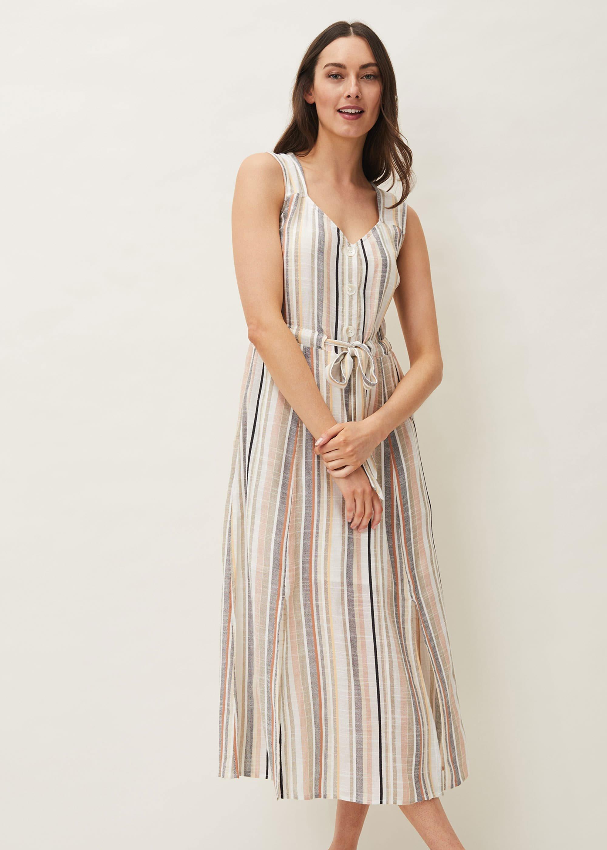 Whitney Stripe Sleeveless Midi Dress