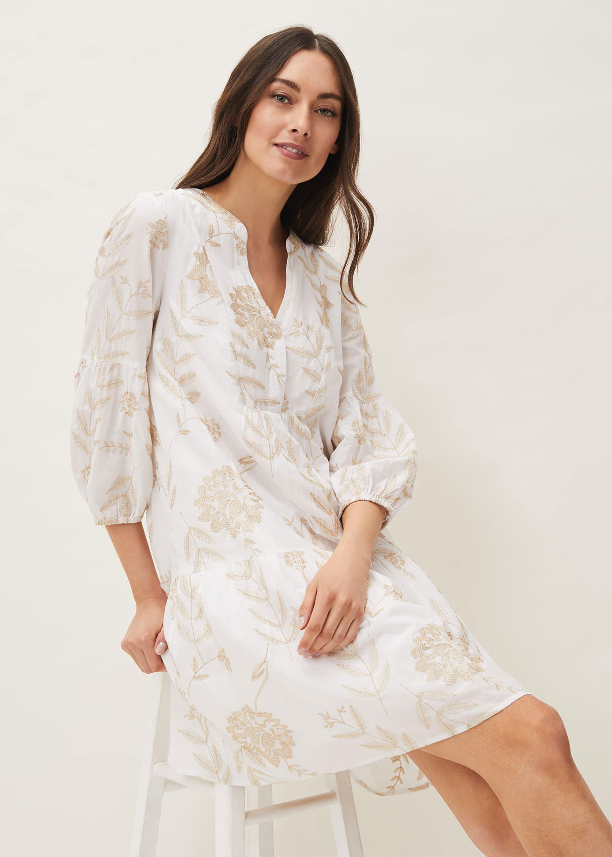 Gina Embroidered Cotton Swing Dress | Phase Eight UK |