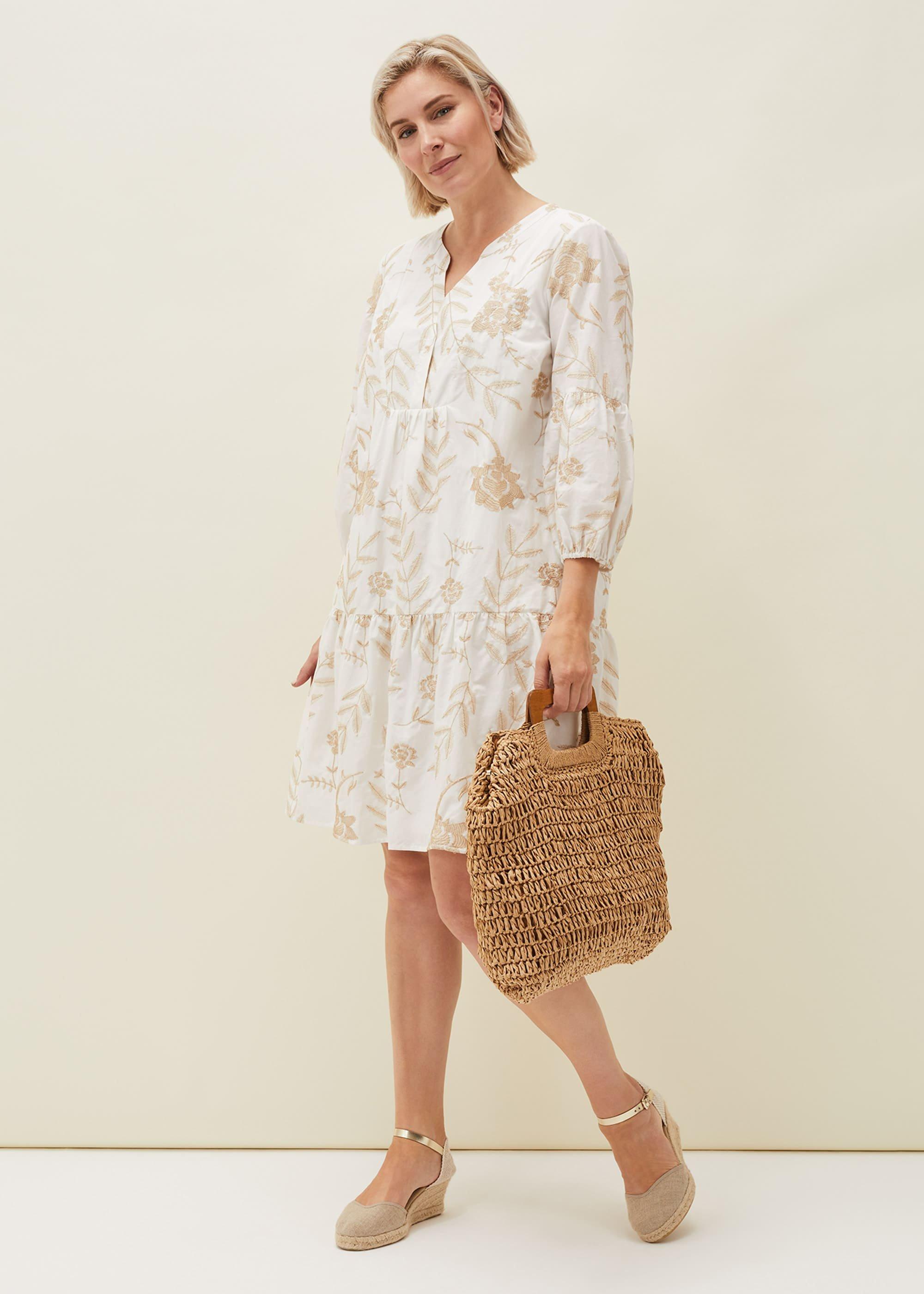 Gina Embroidered Cotton Swing Dress