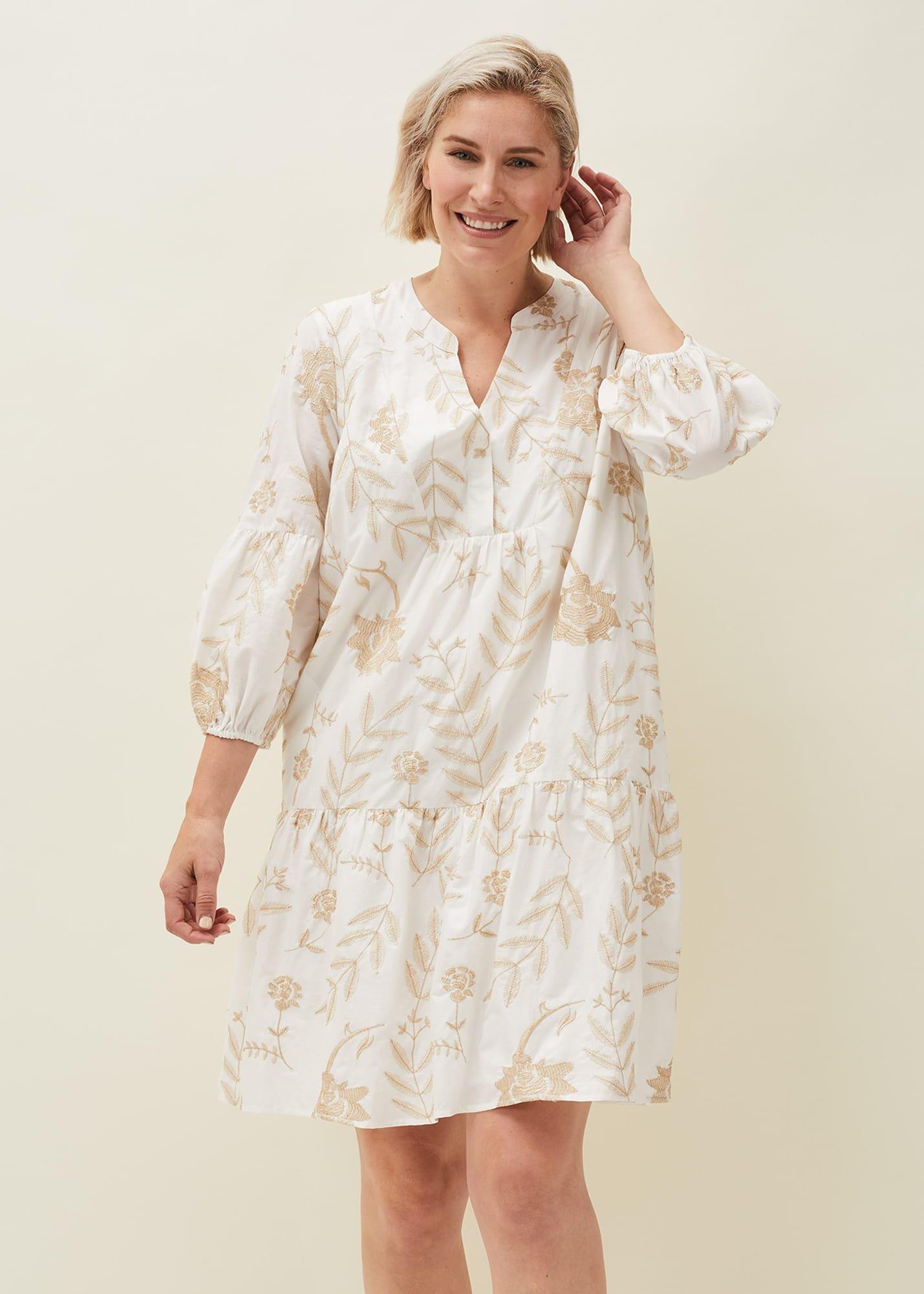 Gina Embroidered Cotton Swing Dress