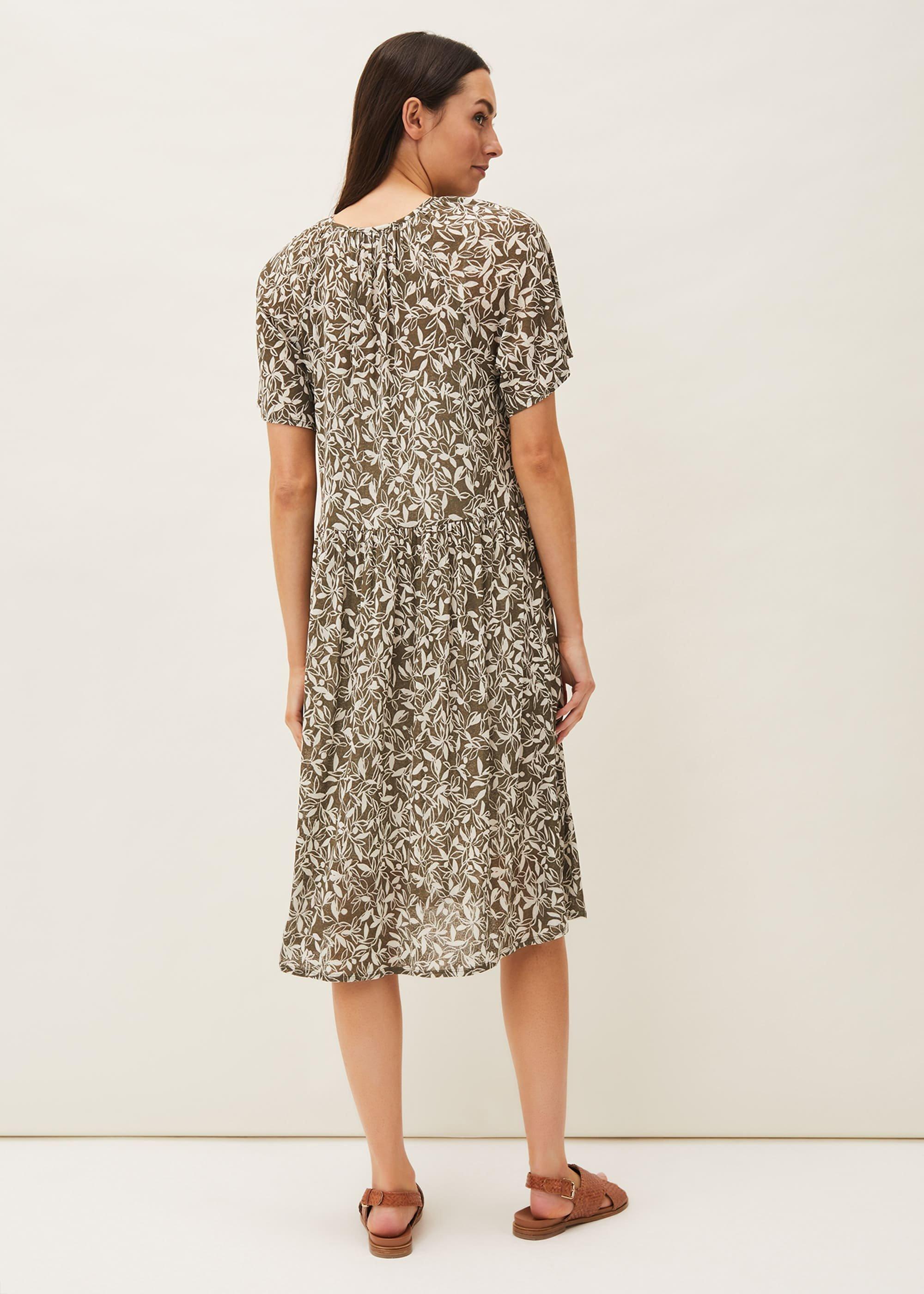 Jemmy Leaf Print Swing Dress