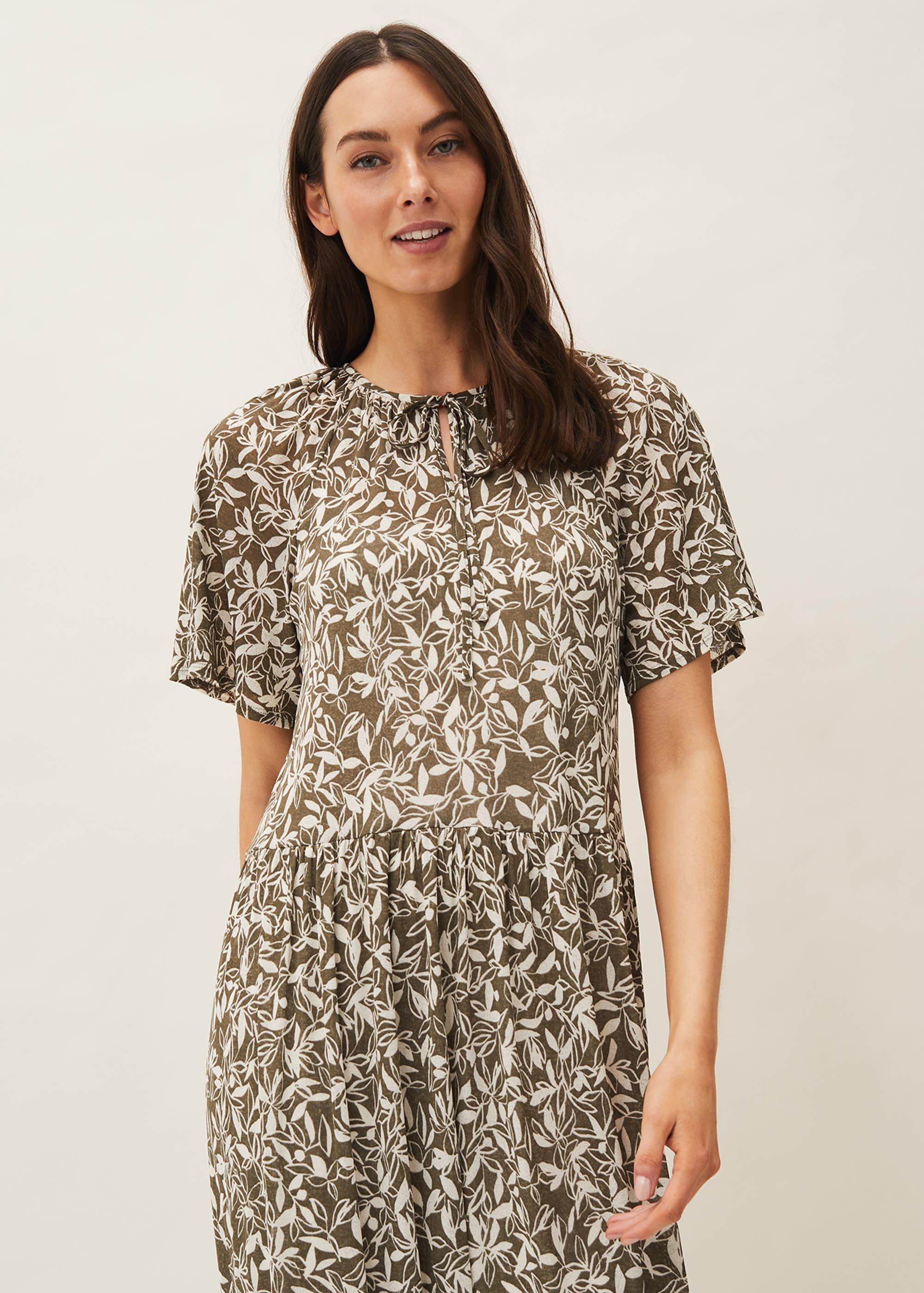 Jemmy Leaf Print Swing Dress