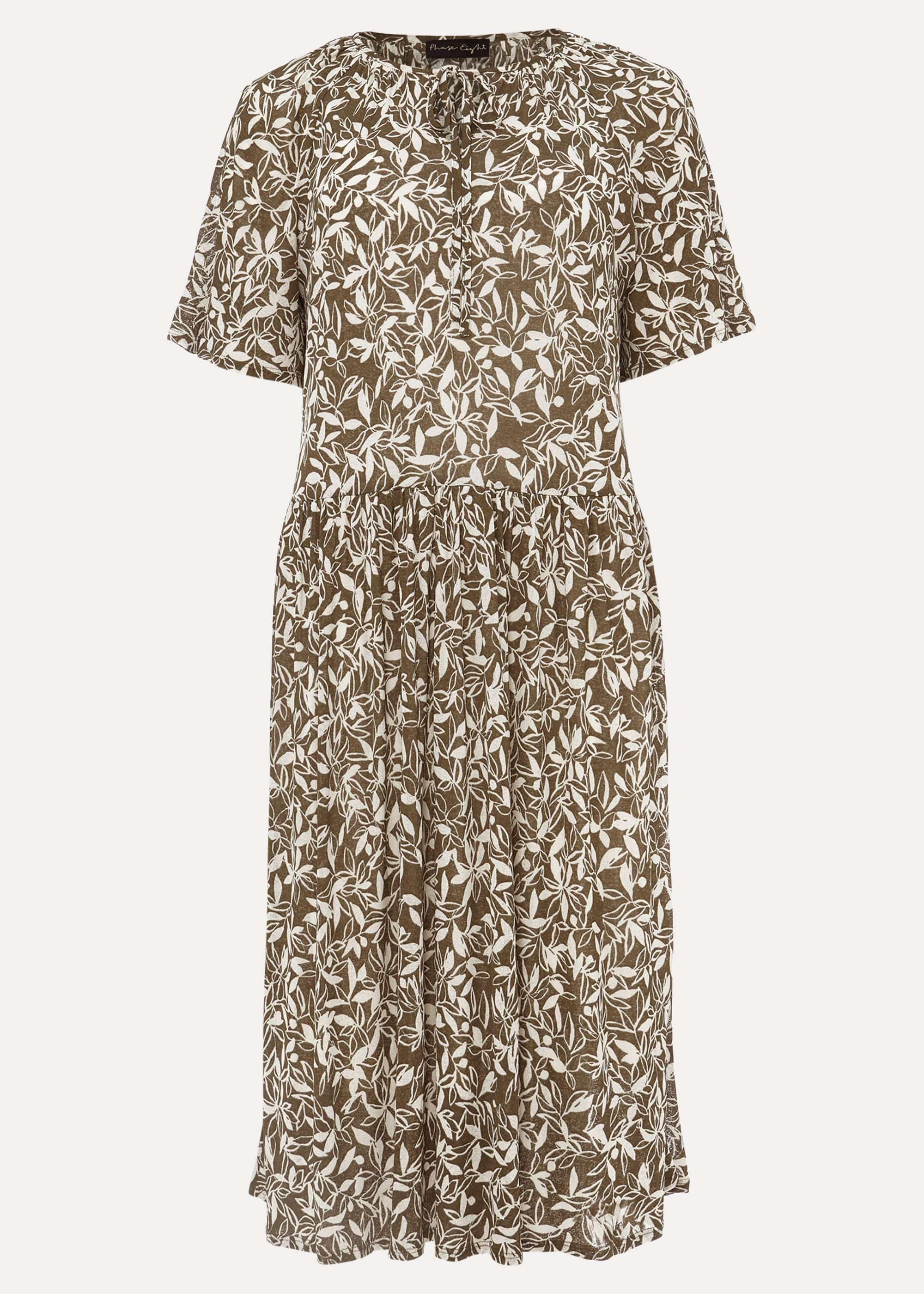 Jemmy Leaf Print Swing Dress