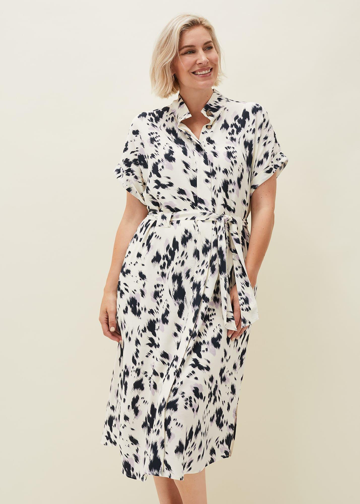 Tilda Abstract Print Tie Waist Shirt Dress