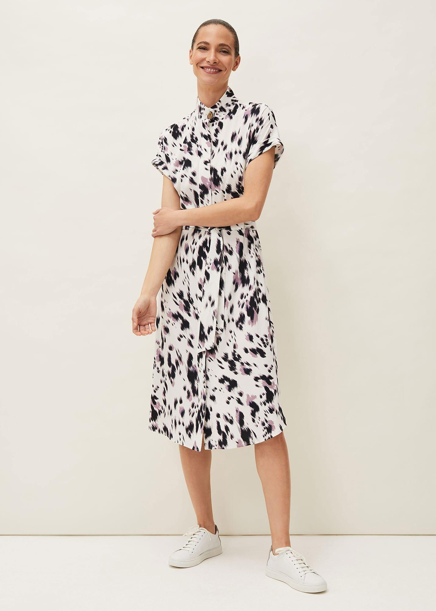Tilda Abstract Print Tie Waist Shirt Dress