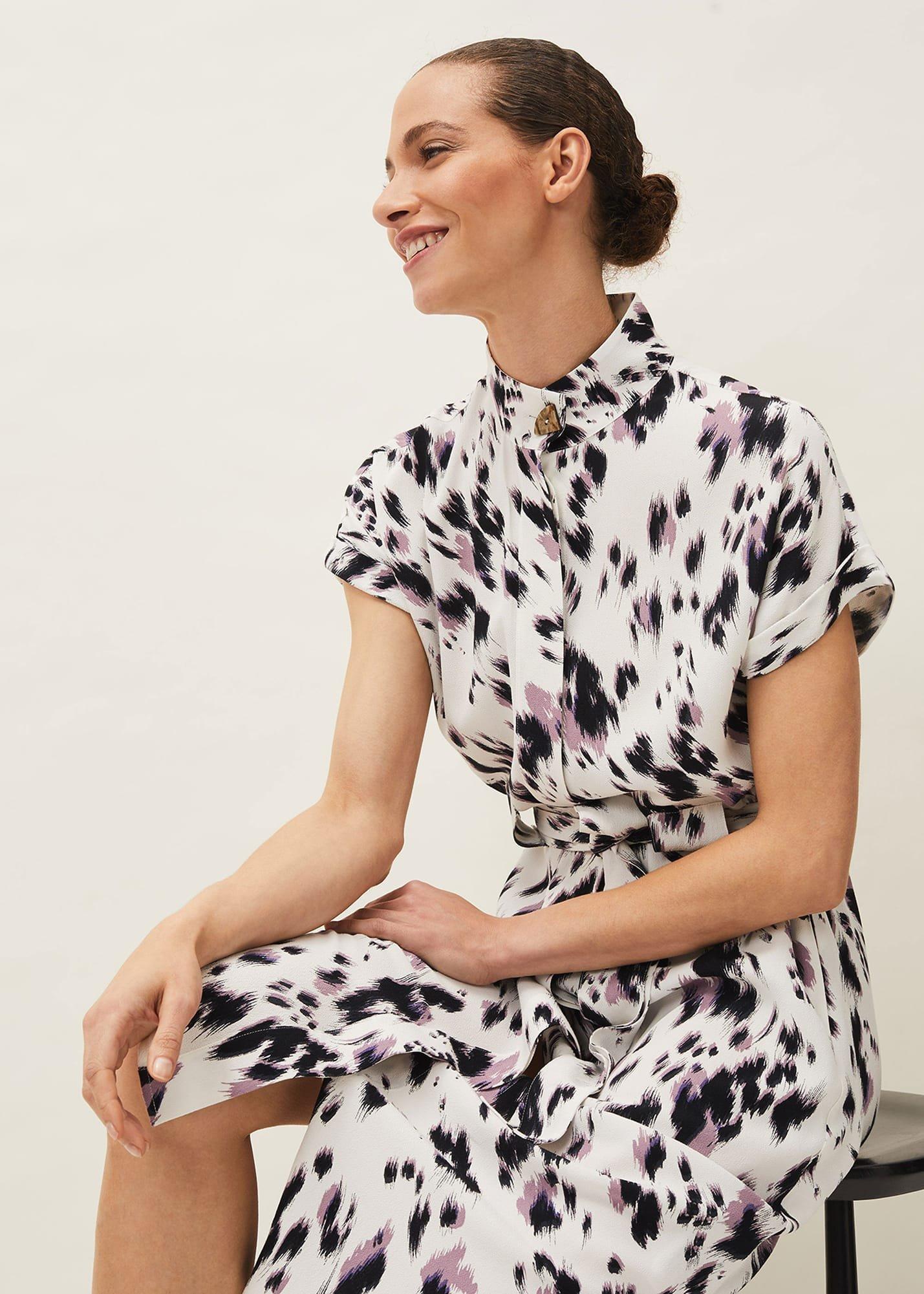 Tilda Abstract Print Tie Waist Shirt Dress