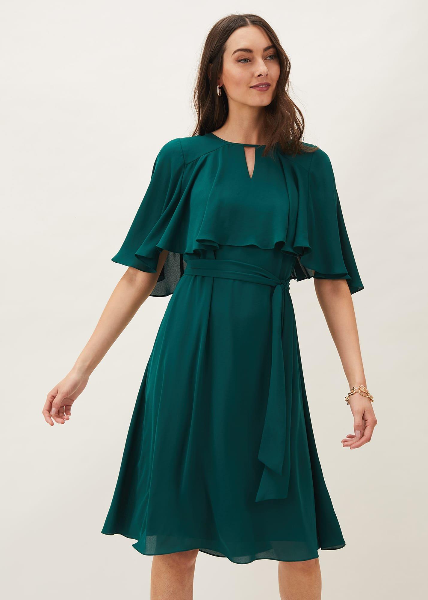 Alexia Double Layered Fit And Flare Belted Dress